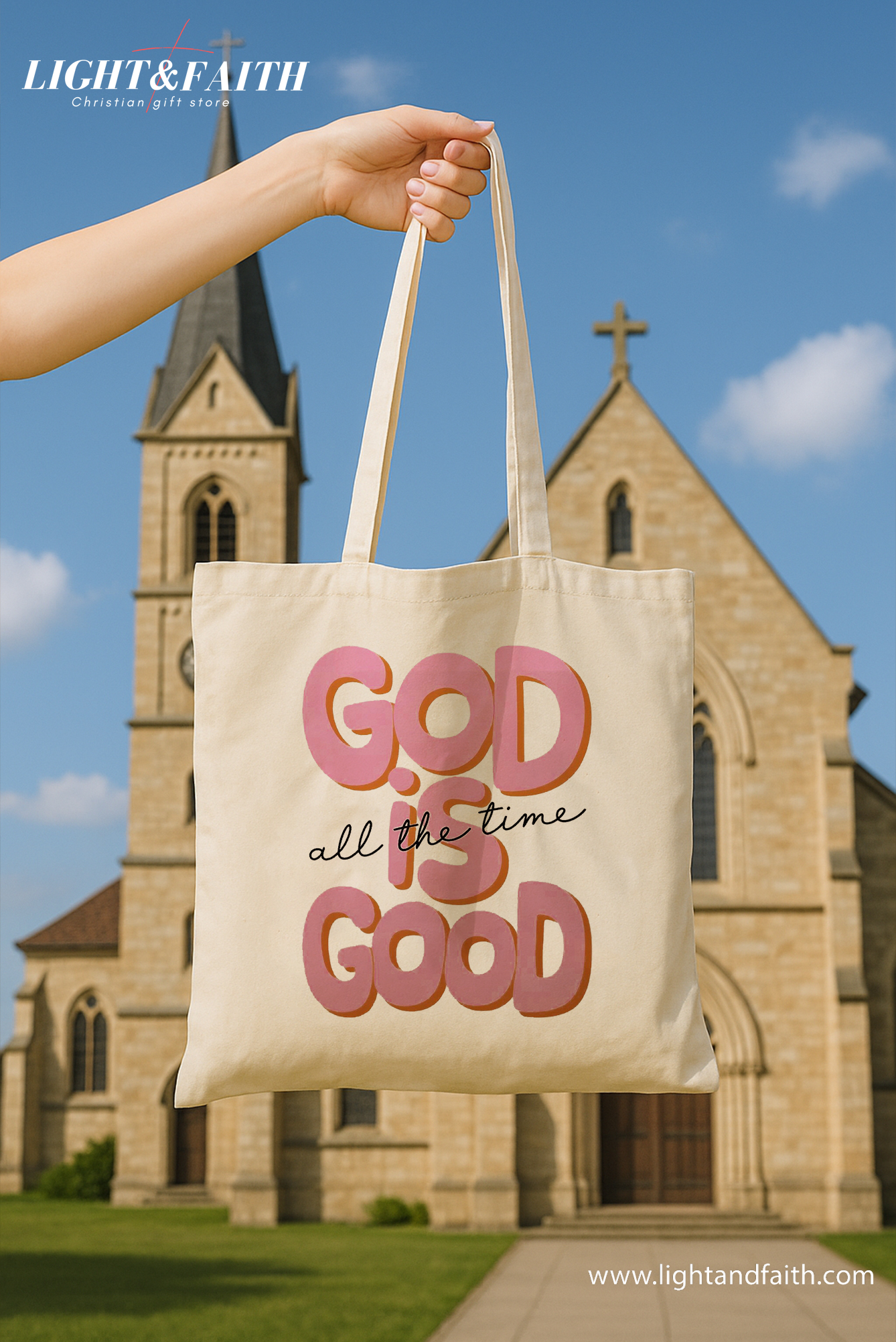 God Is Good All the Time Tote Bag, Retro Christian Canvas Bag, Faith-Based Positive Quote Bag, Cute Bible Tote Gift for Women Church Bag TBLAF48