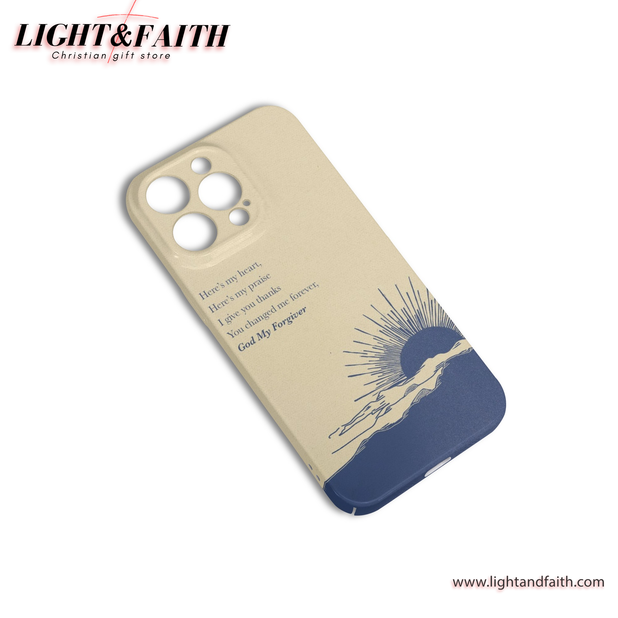 Here’s My Heart iPhone Case – Christian Worship Lyrics & Sunray Art Cover, Christian Phone Case, Bible Verse Phone Case, Religious Gift, PCLAF48