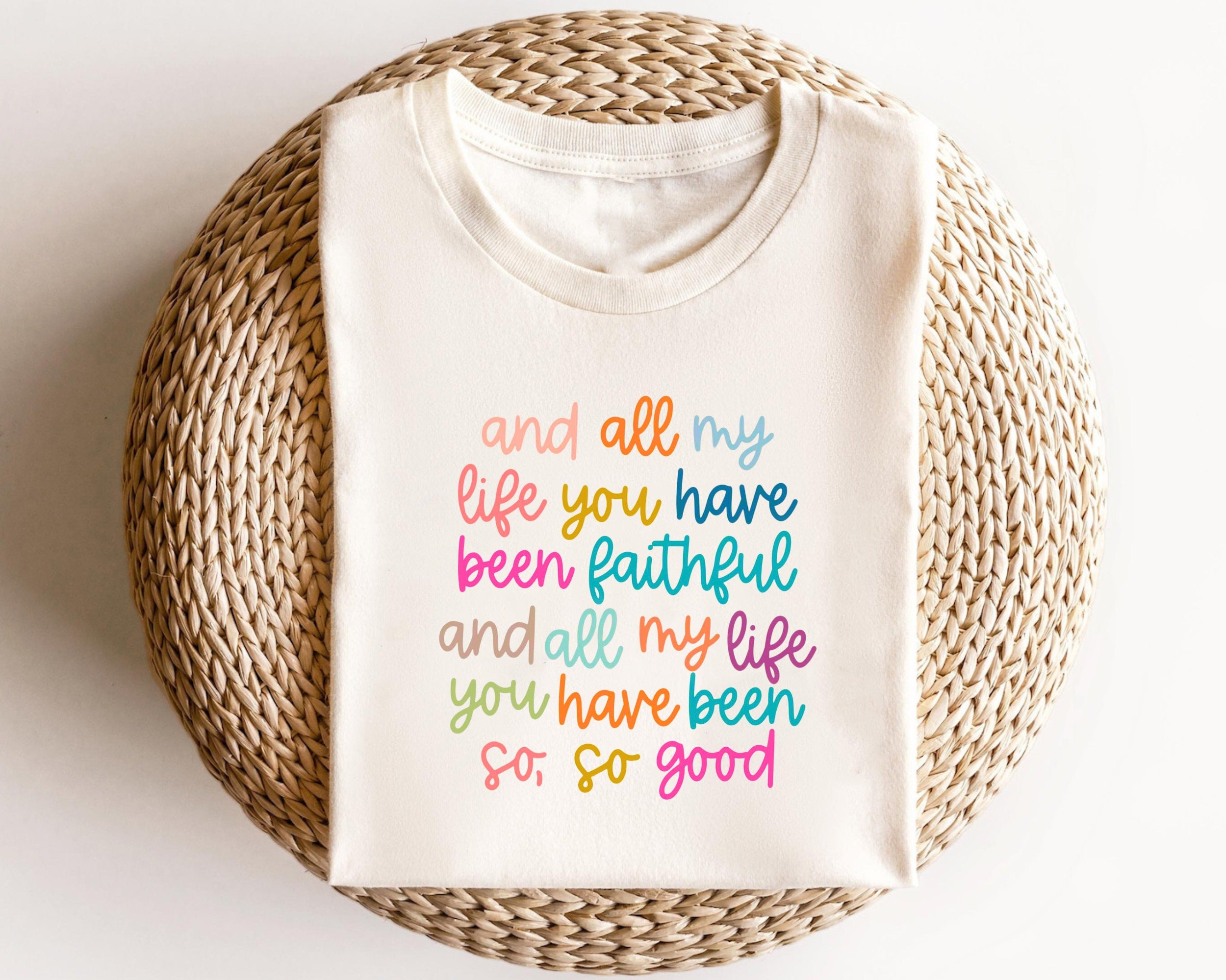 Comfort Colors® Christian Shirts Bible Verse TShirt, And all my life you have been faithful bright ,And all my life you have been faithful ,Christian Shirts