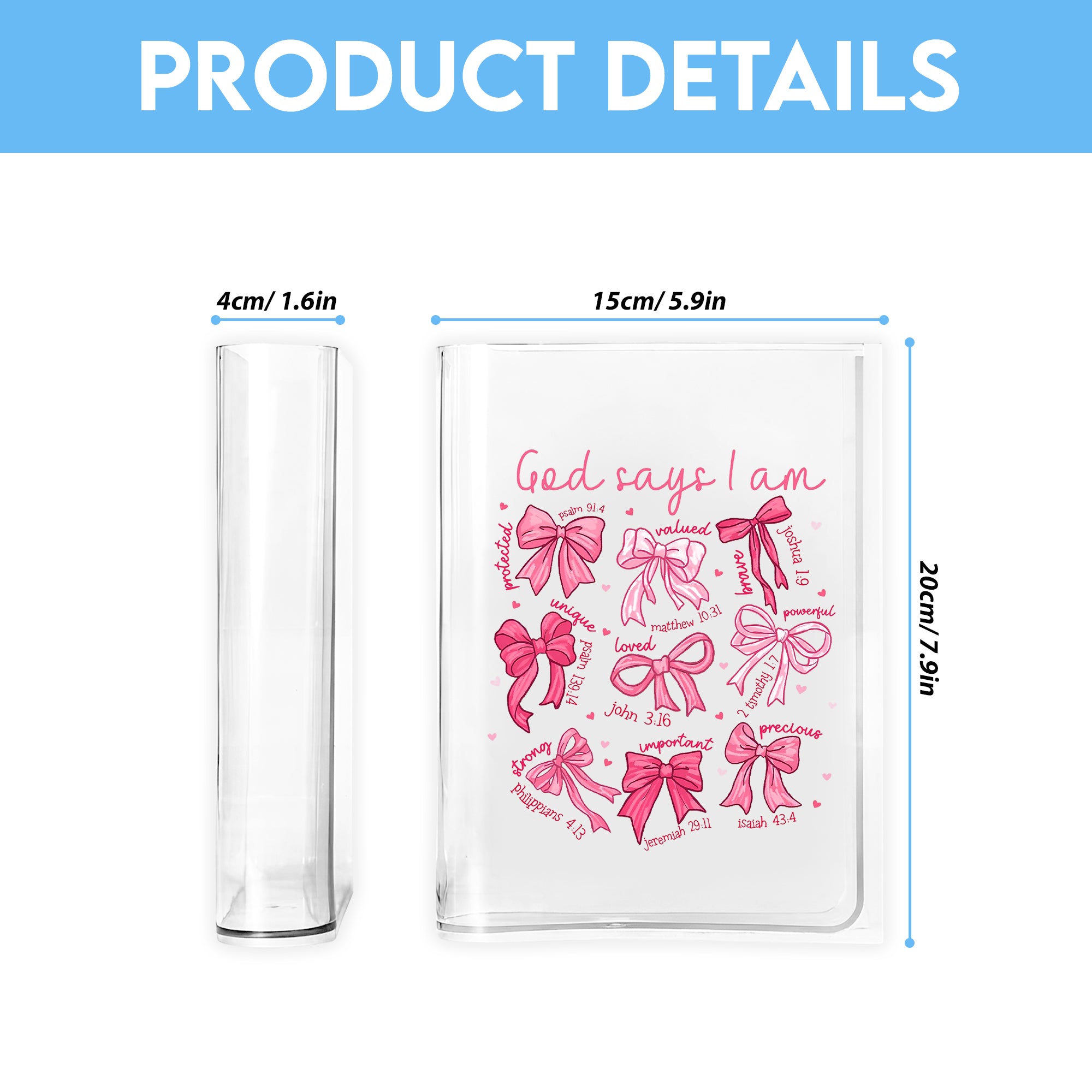 God Says I Am Coquette Bow Book Vase, Christian Book Vase, Pink Bow Christian Book Vase, Vintage Floral Book Vase, Faith Book Vase, Bible Verse Book Shaped Flower Vase, Unique Scripture Gift for Her