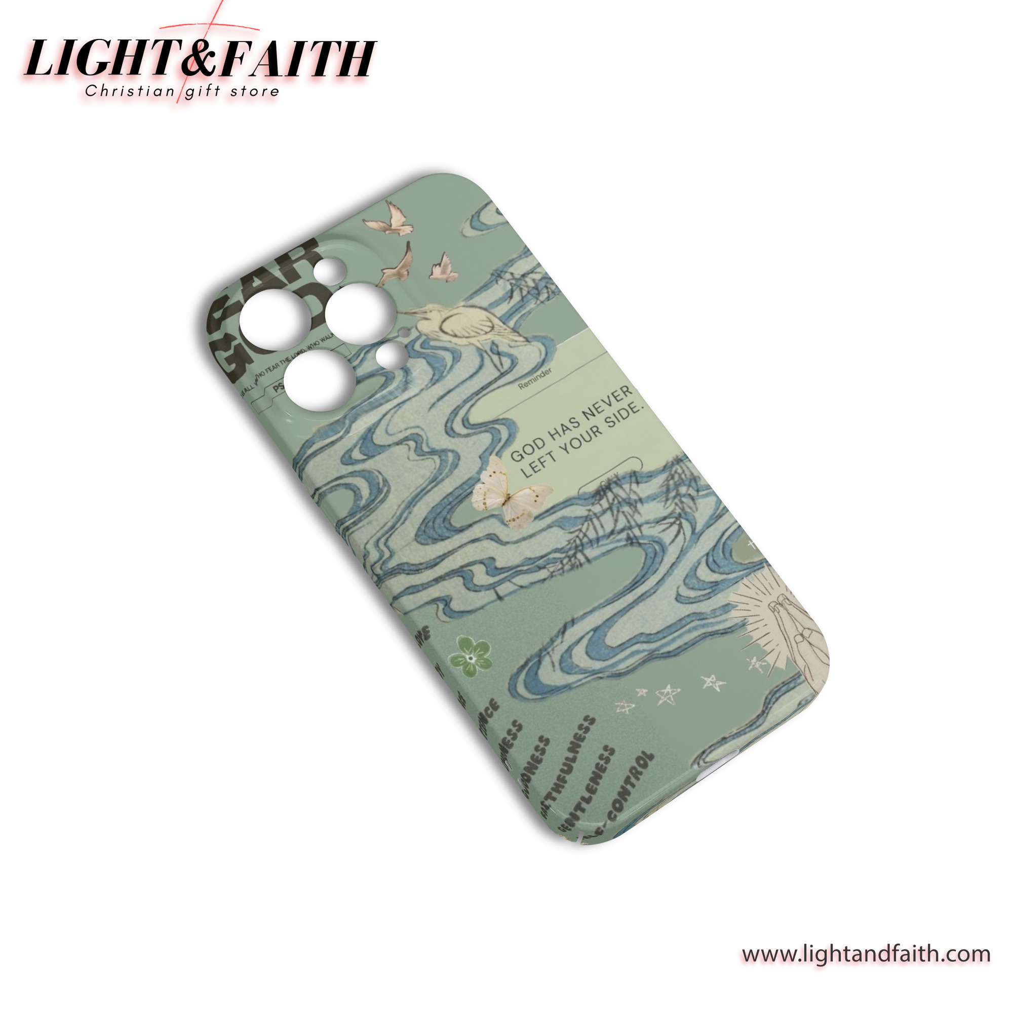 Christian Encouragement Phone Case – Faith River Illustration & God’s Presence Quote, Christian Phone Case, Bible Verse Phone Case, Religious Gift, PCLAF50