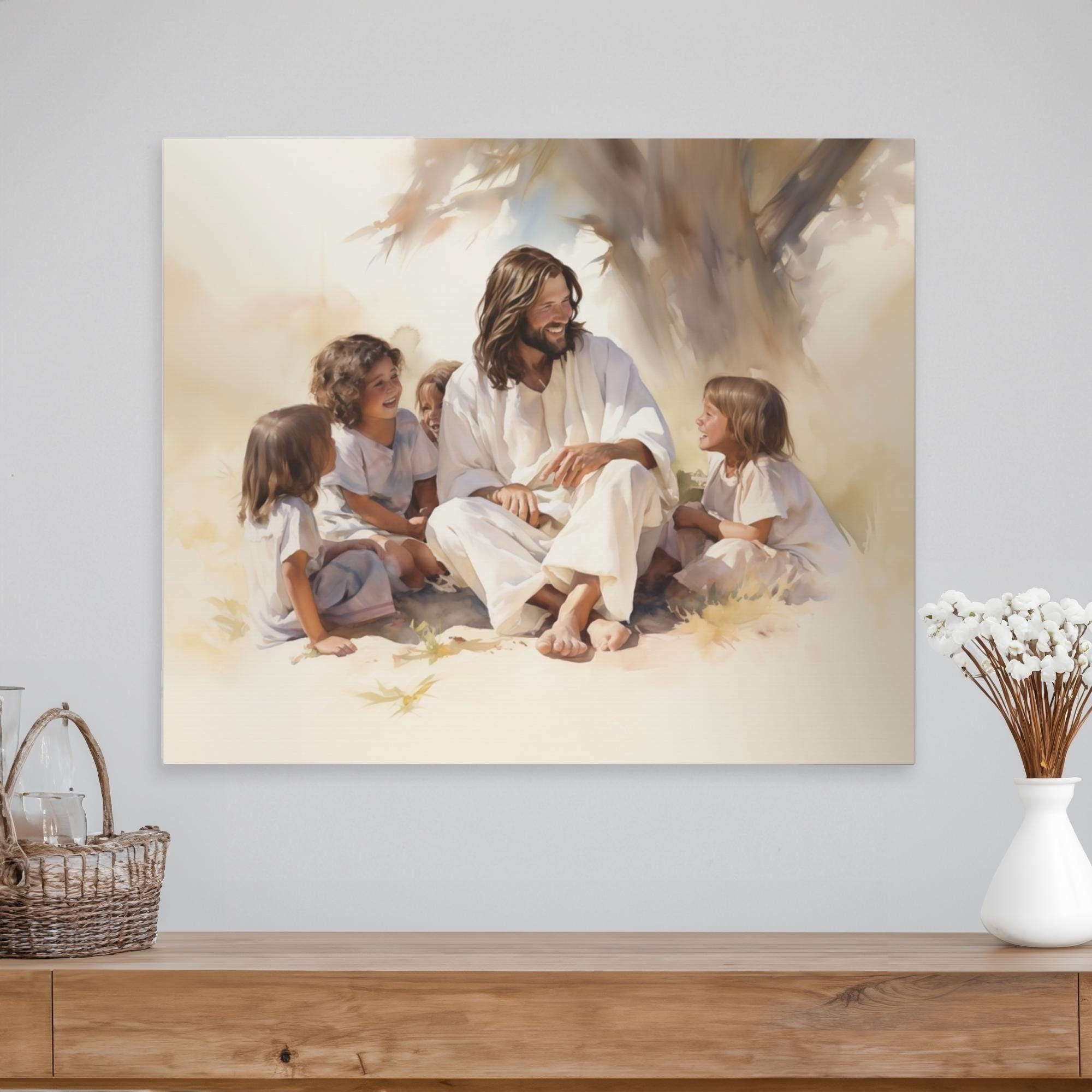 Jesus With Children Poster, Jesus Poster, Easter Poster, Christian Wall Art, Easter Gift, Christian Home Decor, LDS Gifts