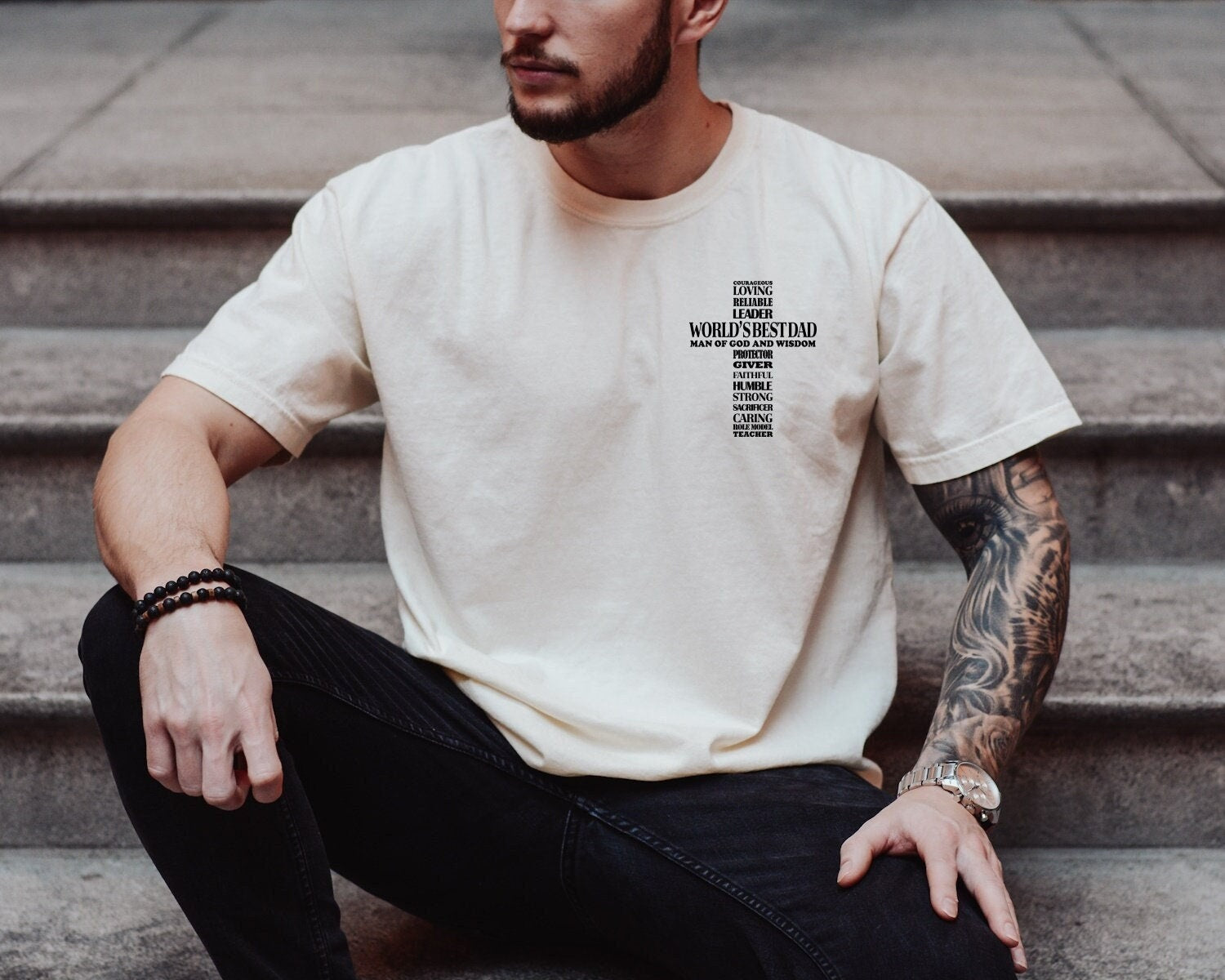 World's Best Dad Cross Christian Father's Day Comfort Colors Shirt, Gift For Daddy Father Shirt Novelty T-shirt Tee