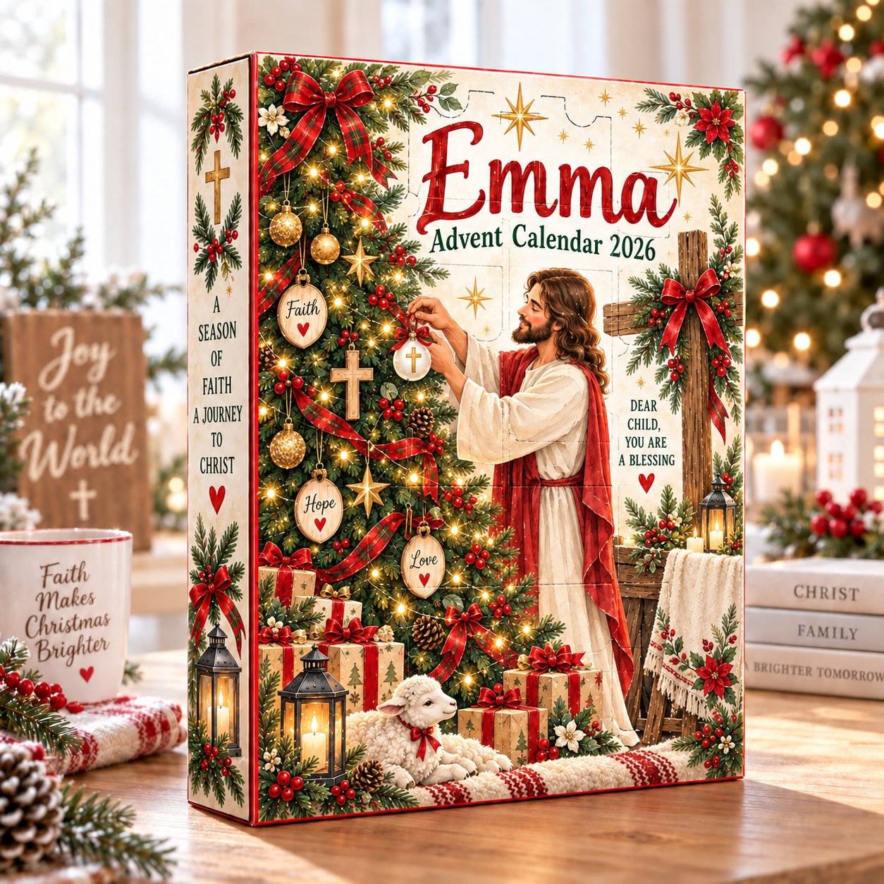 Personalized Christian Advent Calendar 2026, Jesus Christmas Advent Calendar, 24 Days Faith Countdown, Religious Christmas Gift, Family Christmas Gifts ACG04