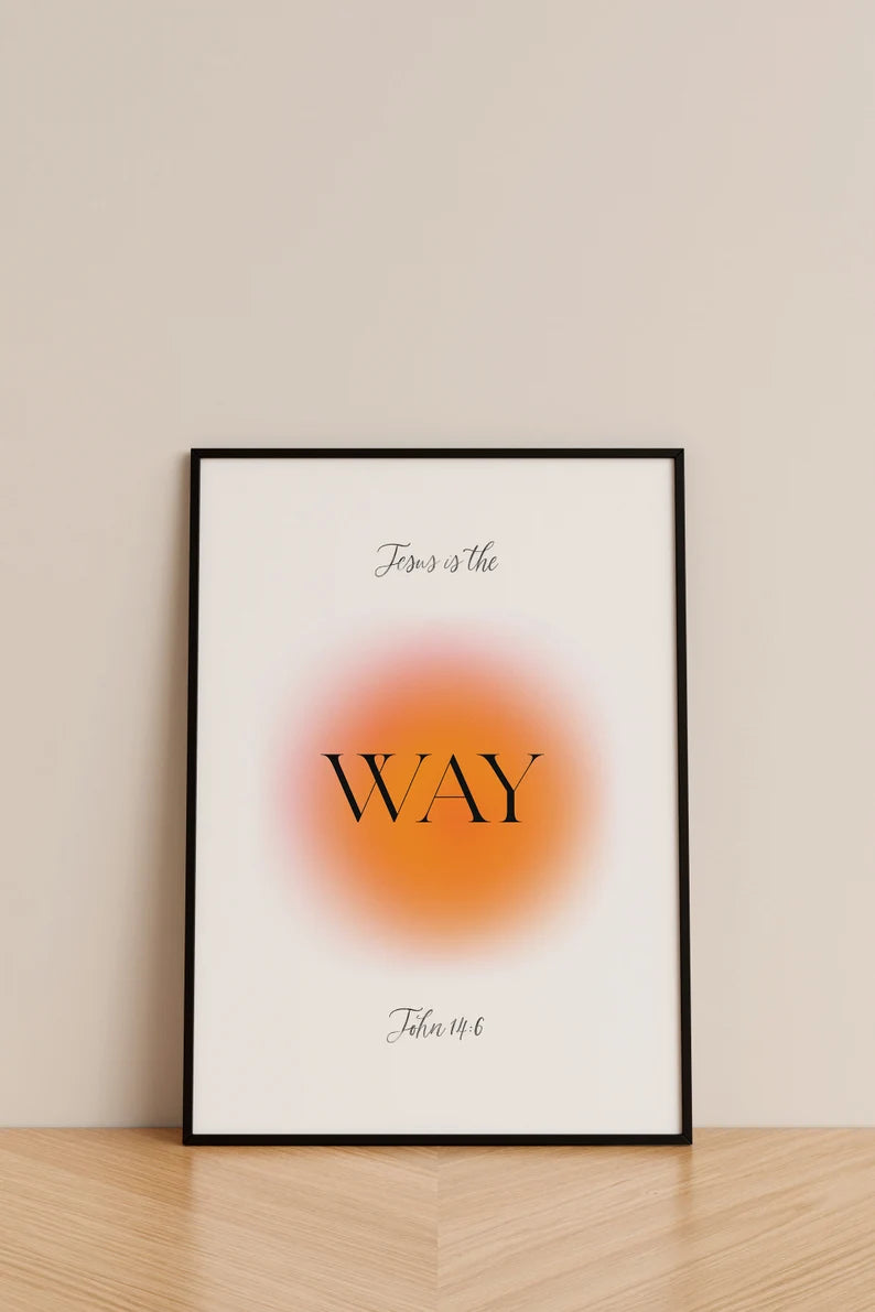 Set of 3 John 14:6 Jesus Aura  God Wall Art Poster Modern Bible Quote Print The Way The Truth Christian Living Room Home Christian Art PTLAF018