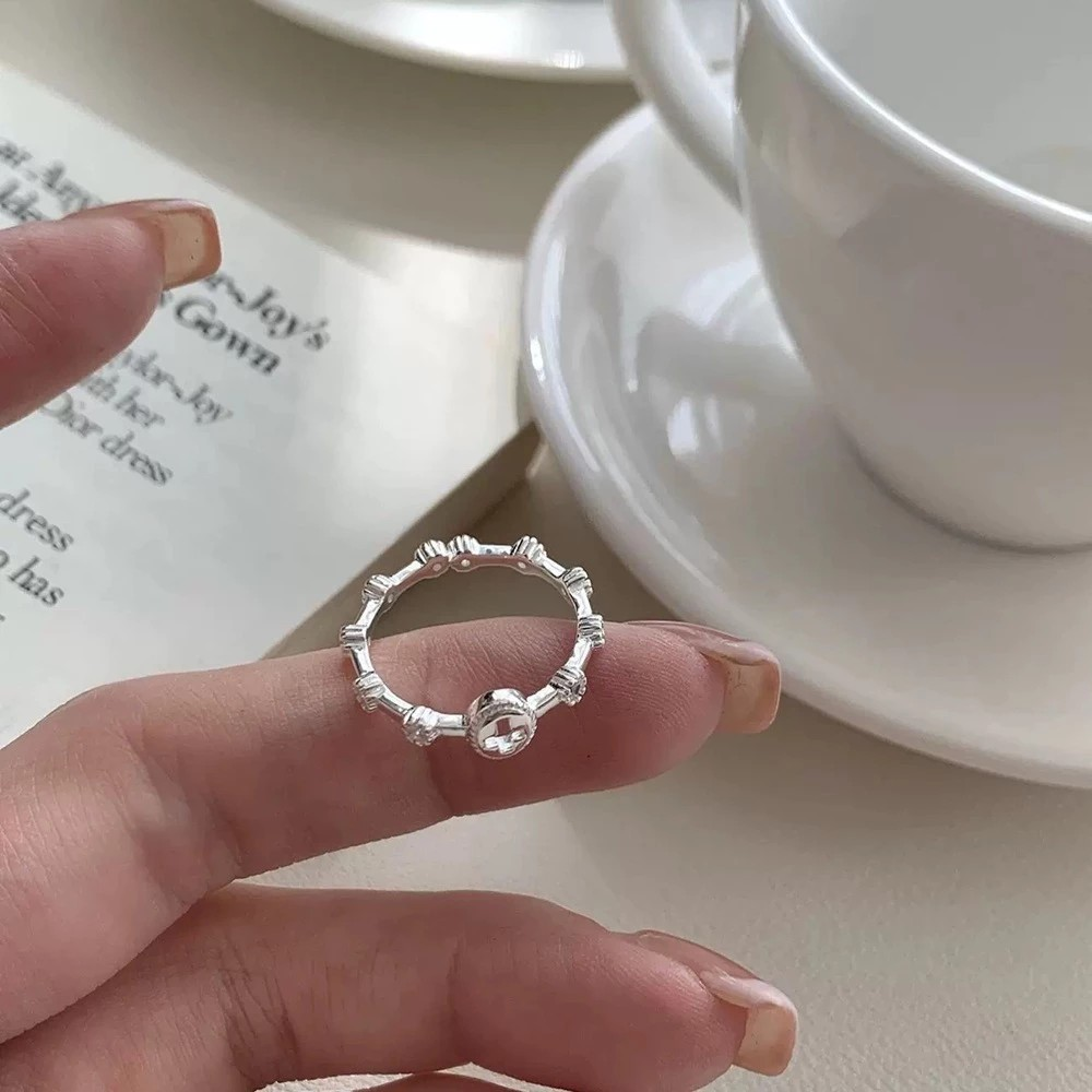 Christian Inspired Silver Cross Beaded Ring for Women, Adjustable Zircon Faith Ring, Minimalist Religious Jewelry, Elegant Catholic Gift for Her