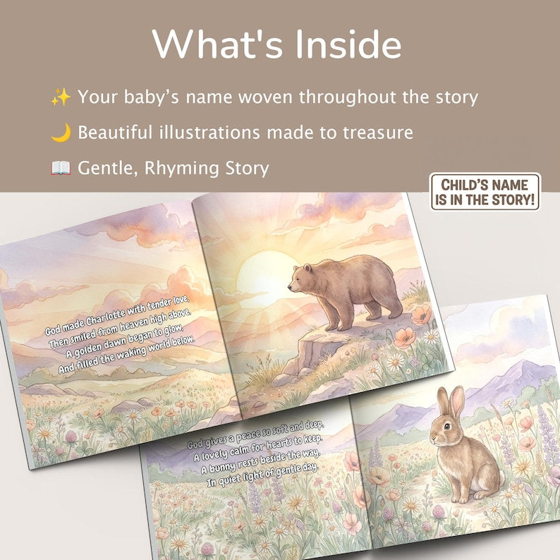 Personalized Christian Book With Name, Baptism Gift, Custom Bible Storybook For Toddlers, Baptism Gift for Boy or Girl, Bedtime Keepsake BOOK04