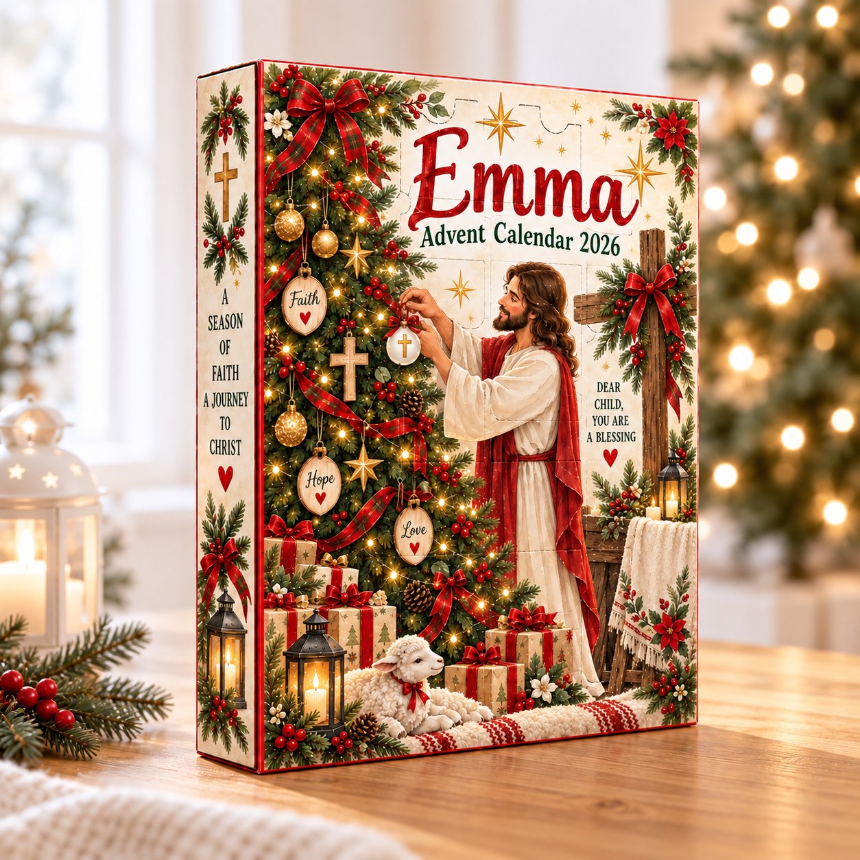 Personalized Christian Advent Calendar 2026, Jesus Christmas Advent Calendar, 24 Days Faith Countdown, Religious Christmas Gift, Family Christmas Gifts ACG04