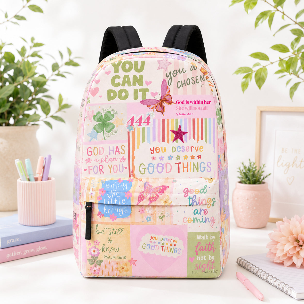 Christian Bible Backpack, Custom Faith Inspired Bible backpack, Christian Faith Bag, Laptop Bag, Back To School Backpack PLAF69