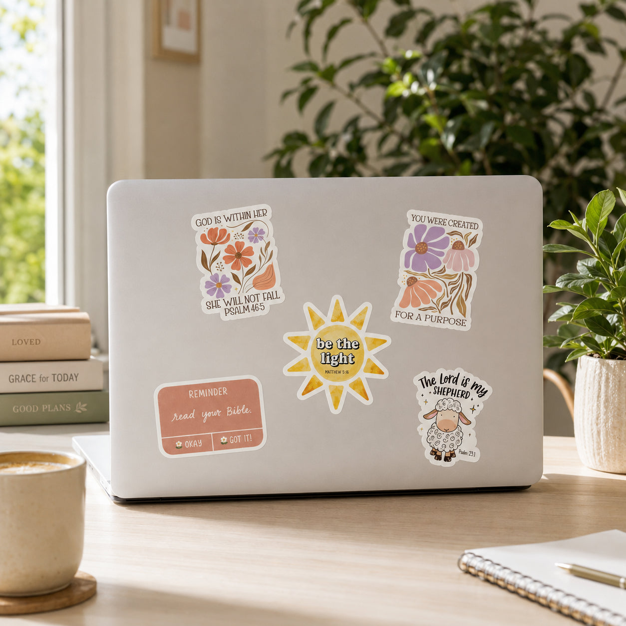 Christian Faith Sticker Set – Bible Verse, Floral Jesus Stickers, Trust in the Lord, God Is Good, Aesthetic Christian Stickers, Laptop & Water Bottle ST04