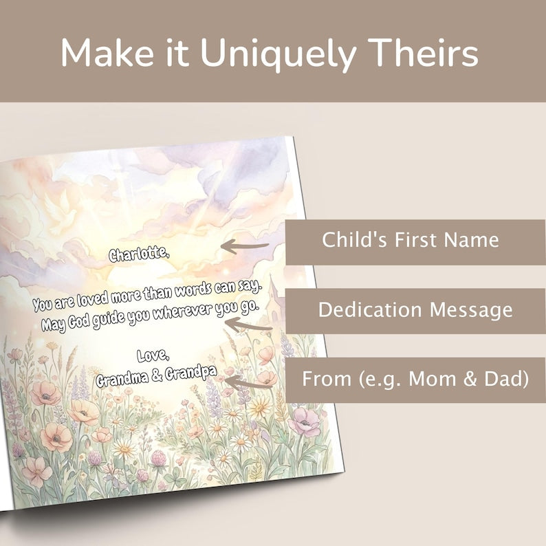 Personalized Christian Book With Name, Baptism Gift, Custom Bible Storybook For Toddlers, Baptism Gift for Boy or Girl, Bedtime Keepsake BOOK04