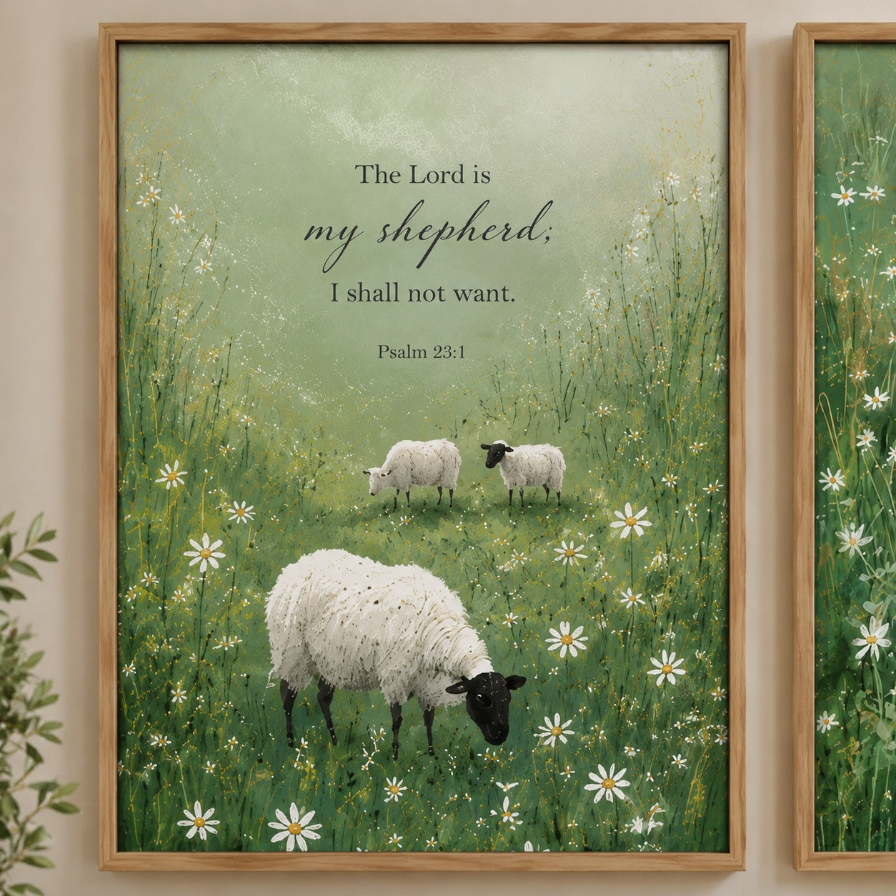 Set of 3 Good Shepherd Christian Poster, Watercolor Jesus and Sheep Posters, Christian Decor, Wall Hanging Decor PTSETA03