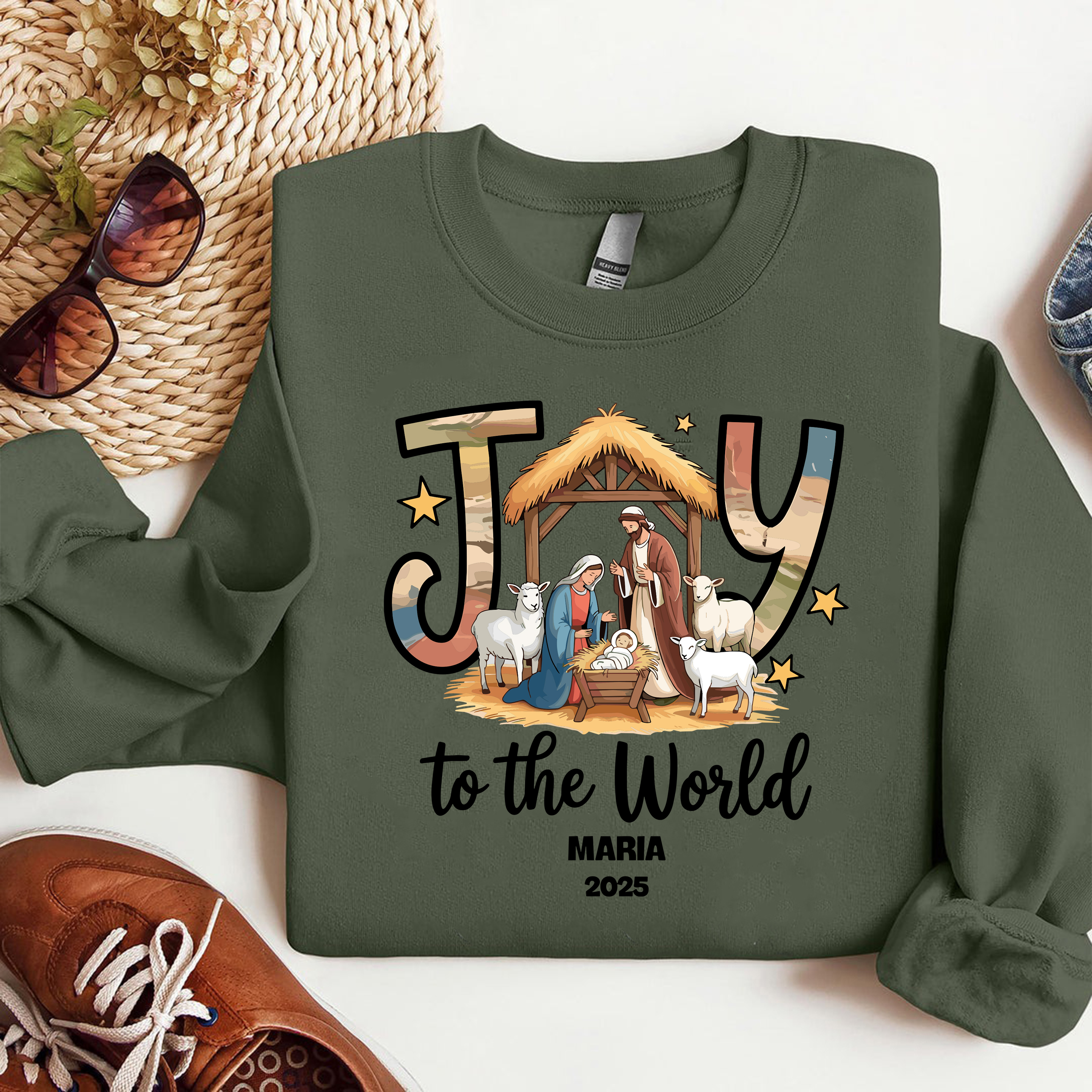 Joy to the World Nativity Sweatshirt, Christian Christmas Sweater, Holy Family Jesus Birth Shirt, Religious Holiday Gift 2025