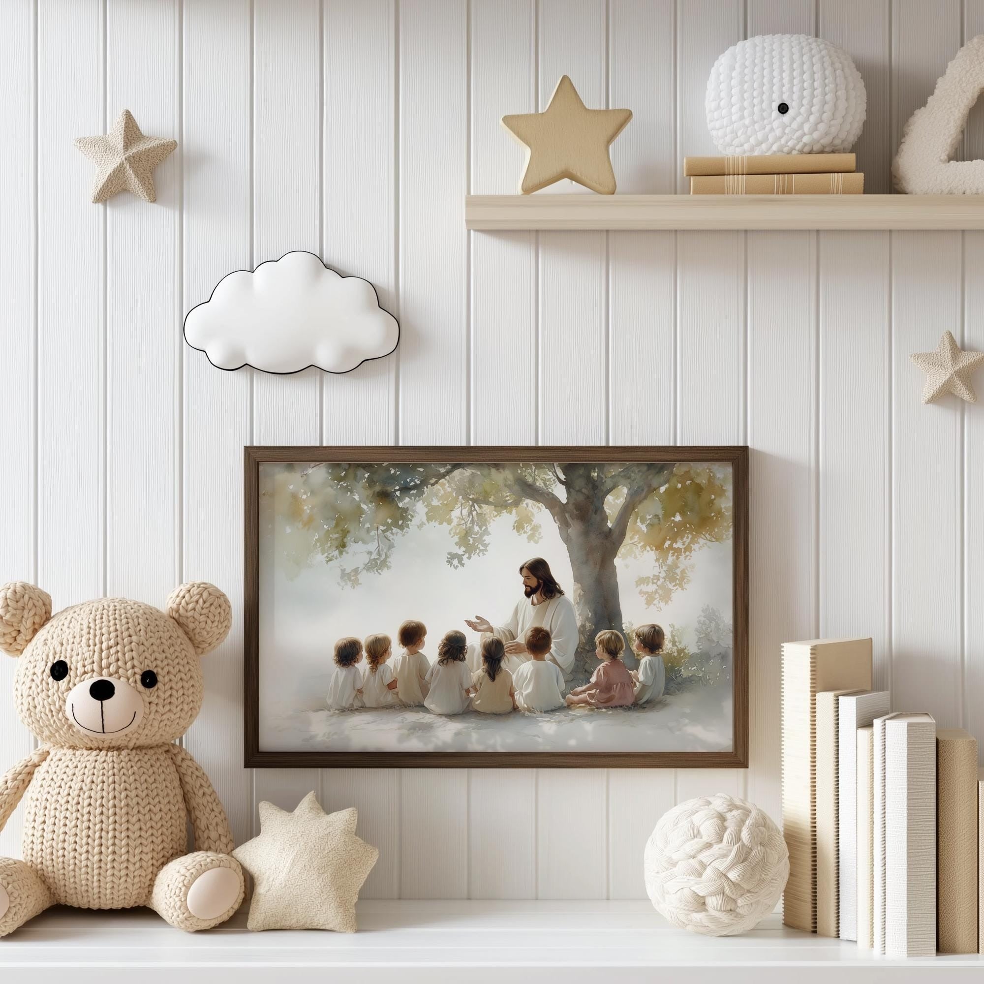 Jesus Teaching the Children Landscape Poster, LDS Art, Jesus Christ Poster, Jesus Poster, Christian Home Décor