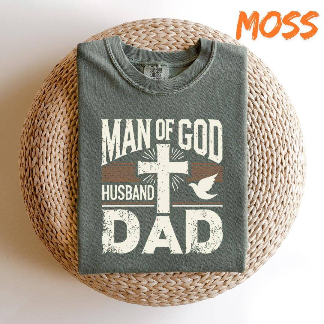 Man Of God Husband And Dad Comfort Shirt, Christian Dad Shirt, Religious Dad Shirt, Christian Apparel, Father's Day Shirt Christian Man Gif