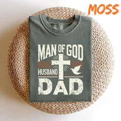 Man Of God Husband And Dad Comfort Shirt, Christian Dad Shirt, Religious Dad Shirt, Christian Apparel, Father's Day Shirt Christian Man Gif