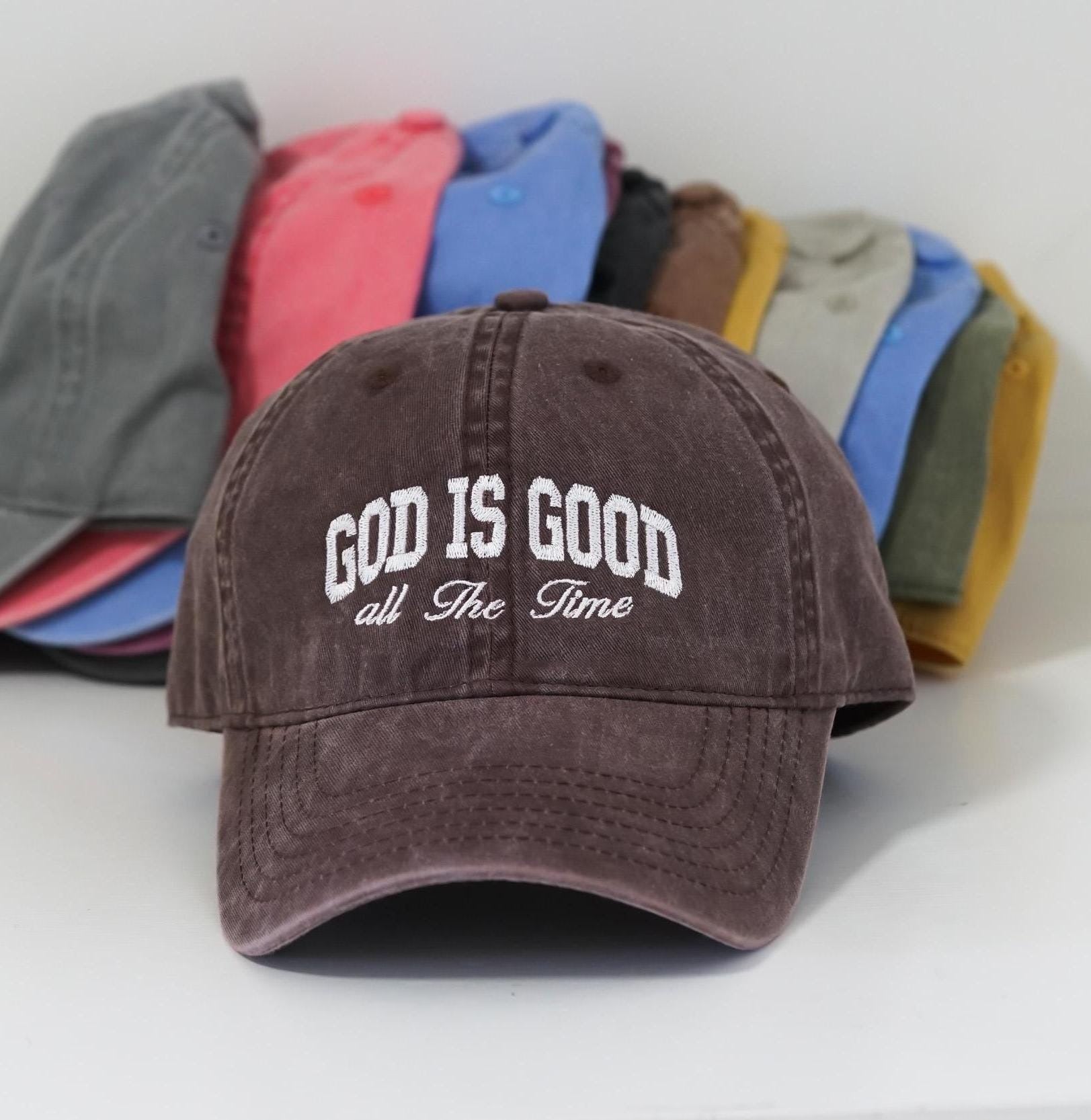 God Is Good All The Time Embroidery Baseball Caps, Religious God Washed Cap, Christian Hat LAFH05