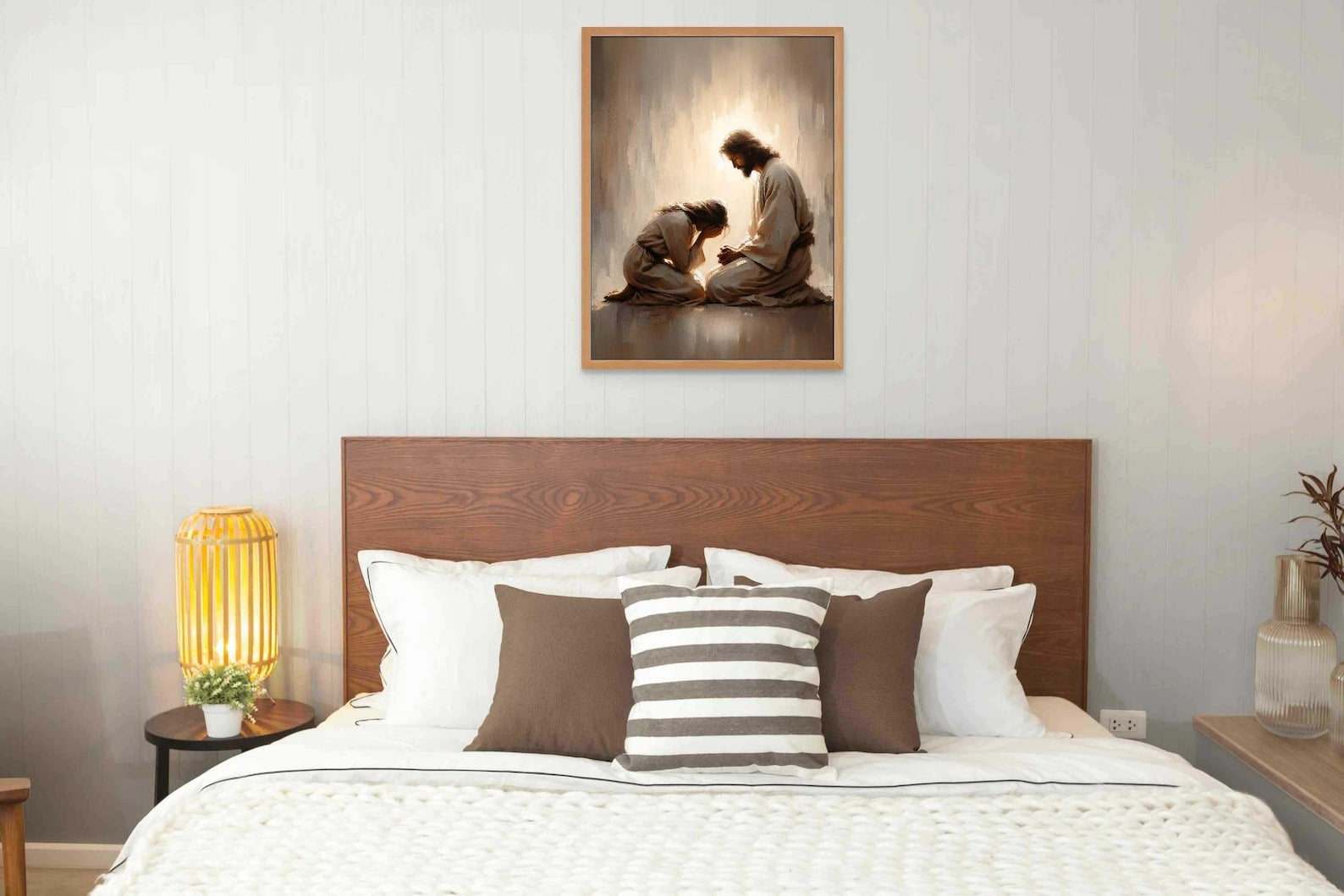 Healed Pain Poster, Jesus with Woman Poster, Christian Wall Art, Jesus and Girl Art, Bible Art Poster