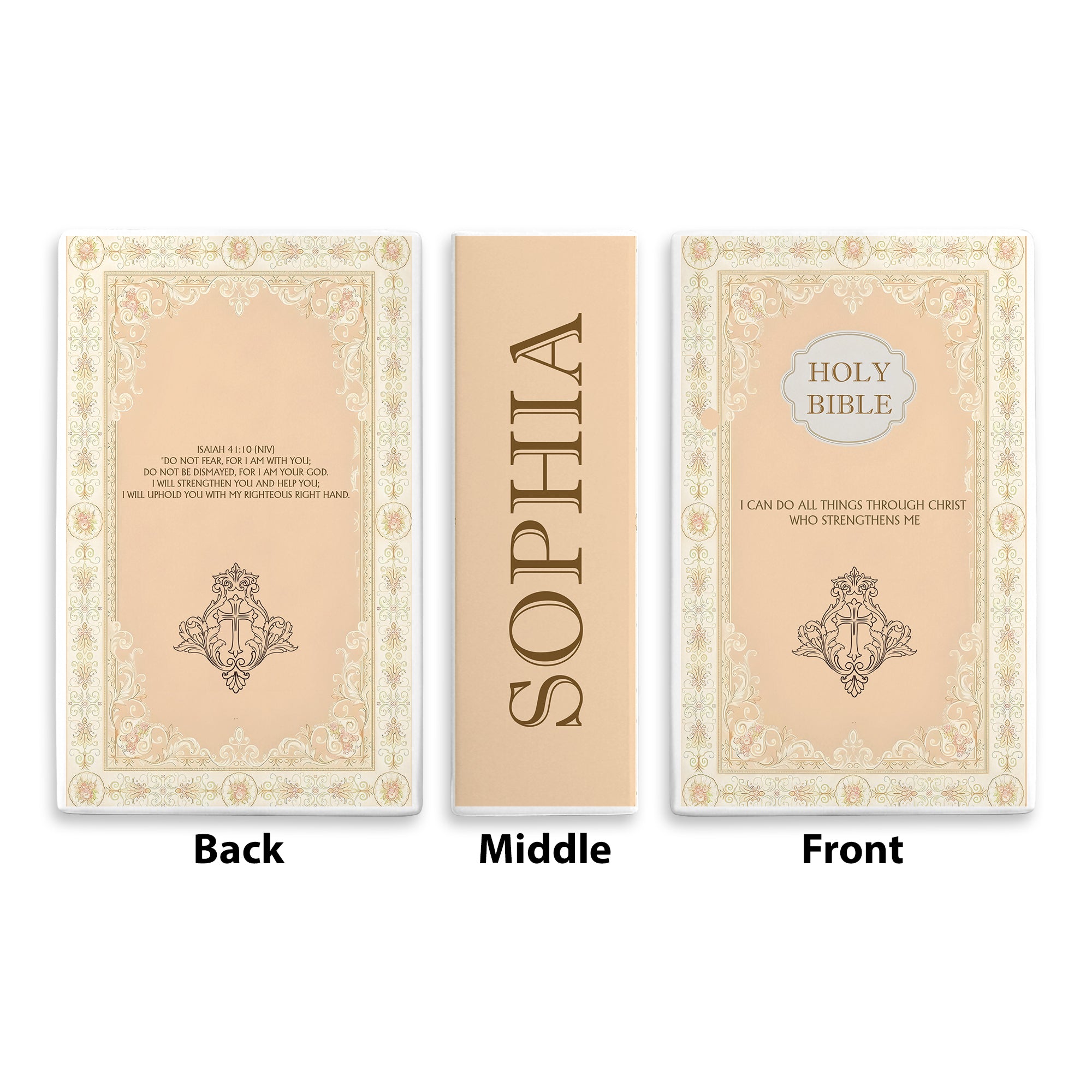 Personalized Holy Bible Book Vase, Ceramic Floral Book Decor with Scripture Verse, Christian Gift for Her CBLAF05