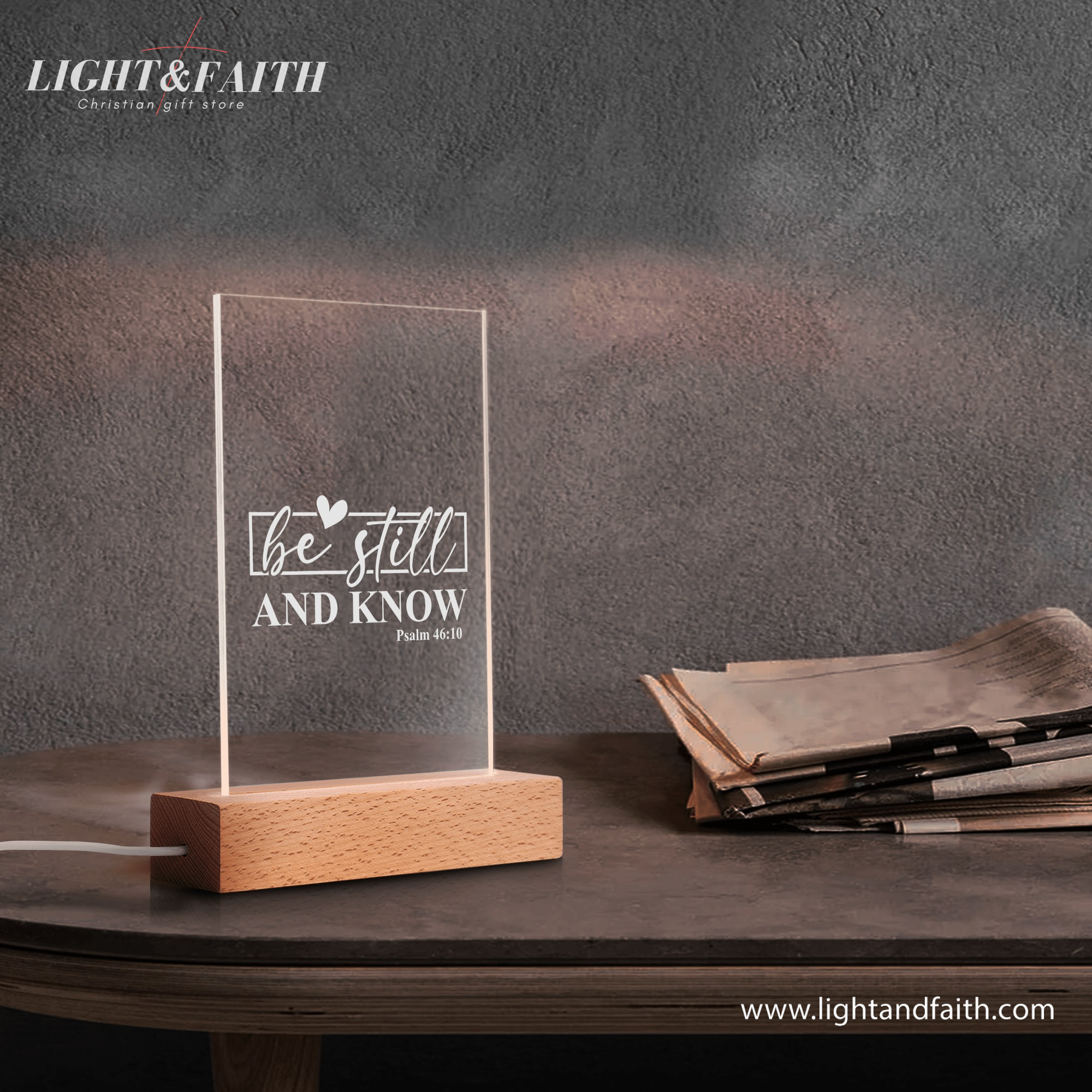 Be Still And Know LED Light, Christian Bible Verse Lamp, Inspirational Acrylic Night Light, Religious Home Decor, Faith Gift for Believers. NLLAF04