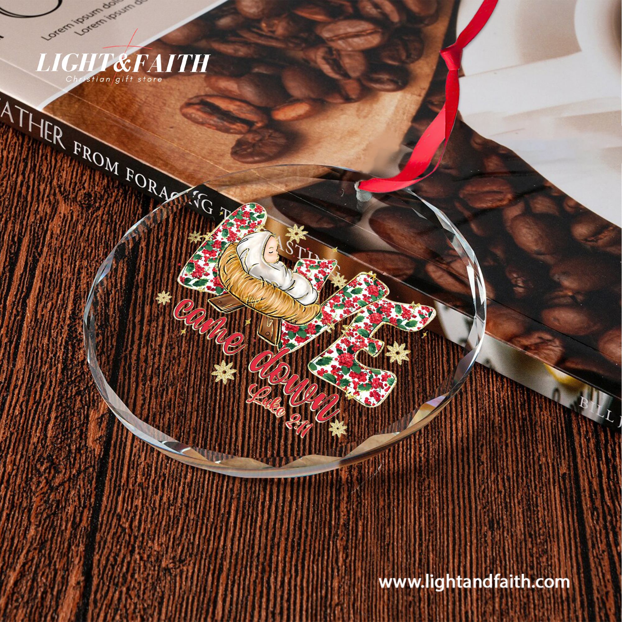 Love Came Down Glass Ornament, Luke 2:11 Christmas Ornament, Baby Jesus Nativity Decor, Christian Faith Gift, Religious Christmas Tree Decoration DCLAF53