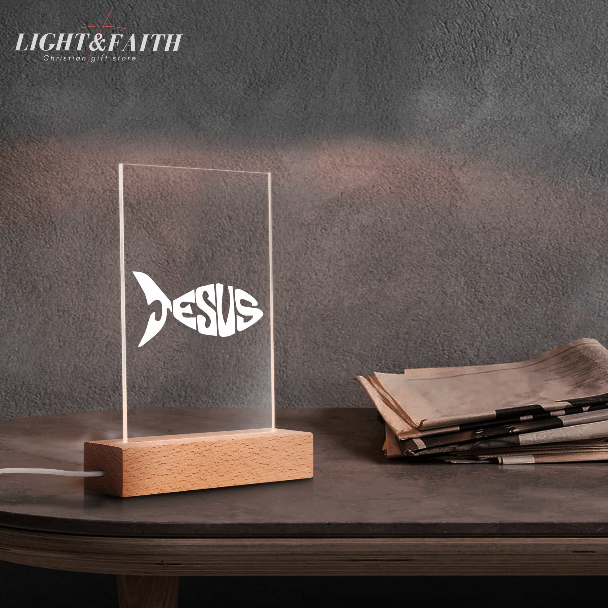 Christian Jesus Fish LED Night Light – Faith Symbol Home Decor Gift. NLLAF48