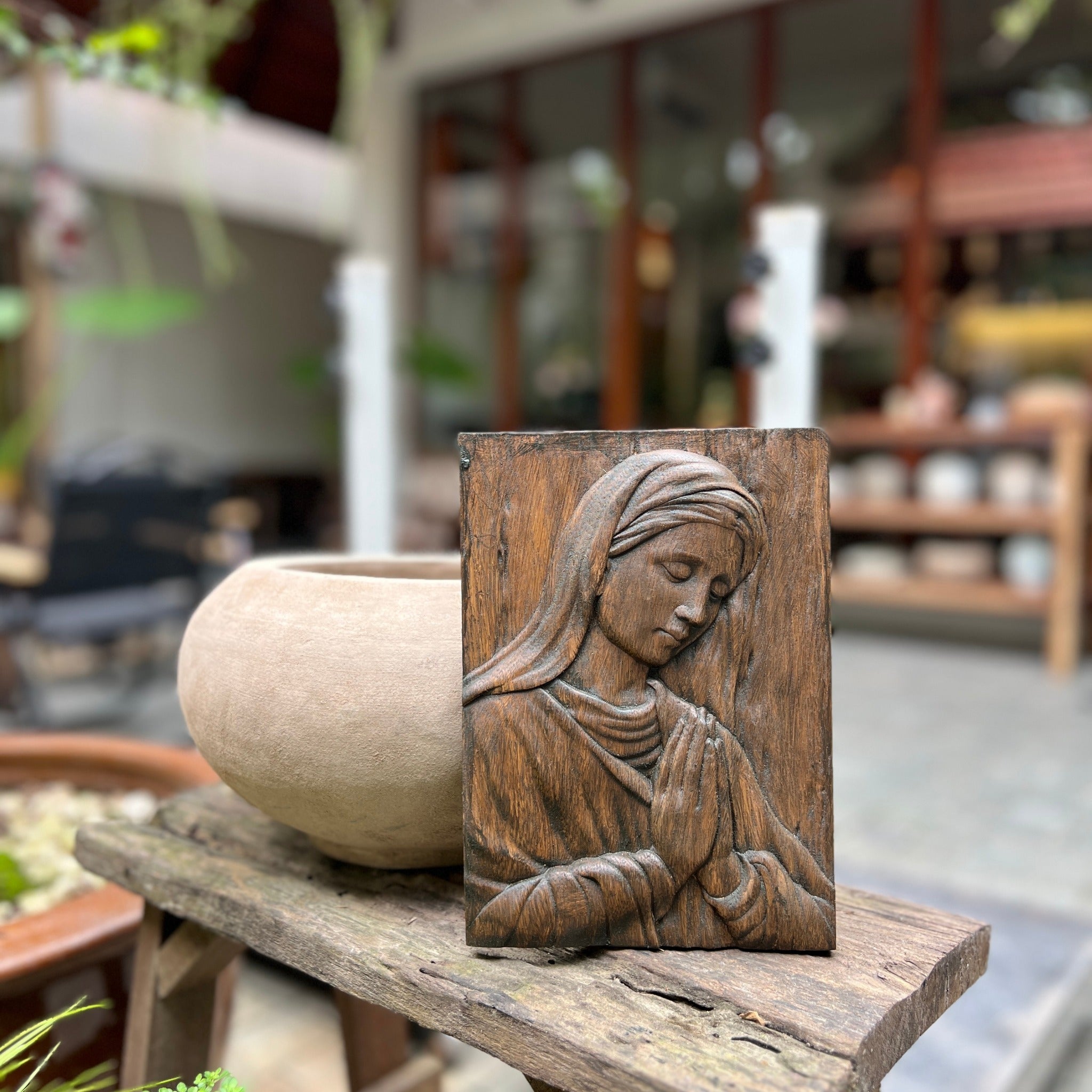 Hand Carved Wooden Jesus and Mary Wall Art, Religious Home Decor, Christian Prayer Plaque, Catholic Gift, Sacred Relief Panel