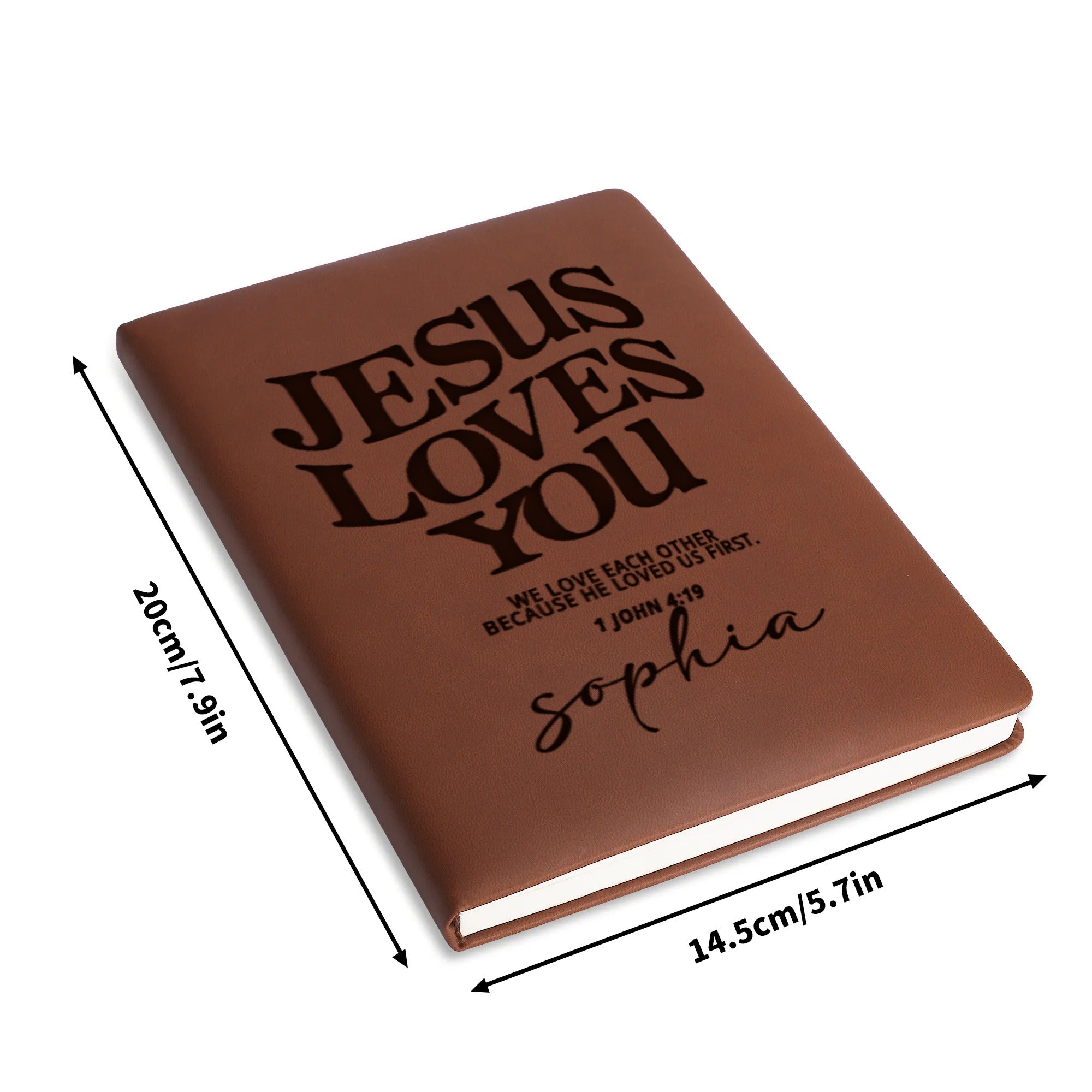 Personalized Christian Journal with "Jesus Love You", Custom Name Prayer & Faith Notebook, Religious Gift, First Communion Gifts, Birthday. NBLAF47