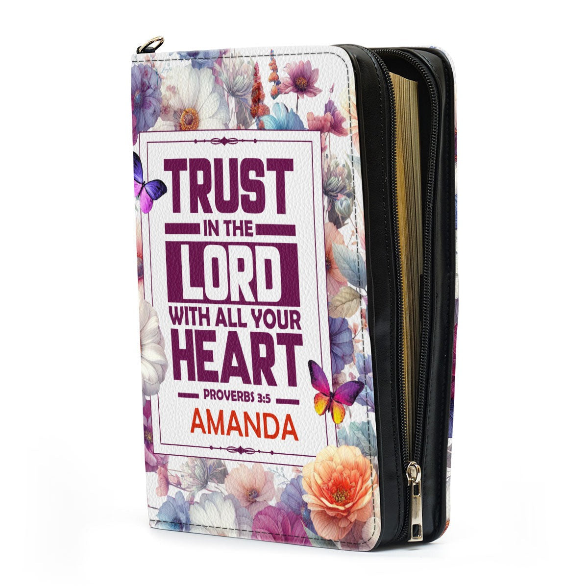 Trust In The Lord With All Your Heart - Proverbs 3:5 Leather Book Cover, Personalized Leather Bible Cover, Christian Gift, Bible Covers Jesus Gifts
