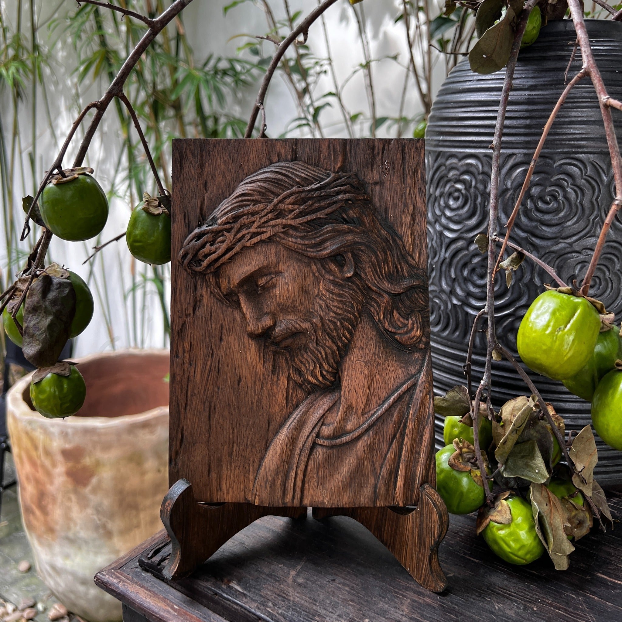 Hand Carved Wooden Jesus and Mary Wall Art, Religious Home Decor, Christian Prayer Plaque, Catholic Gift, Sacred Relief Panel