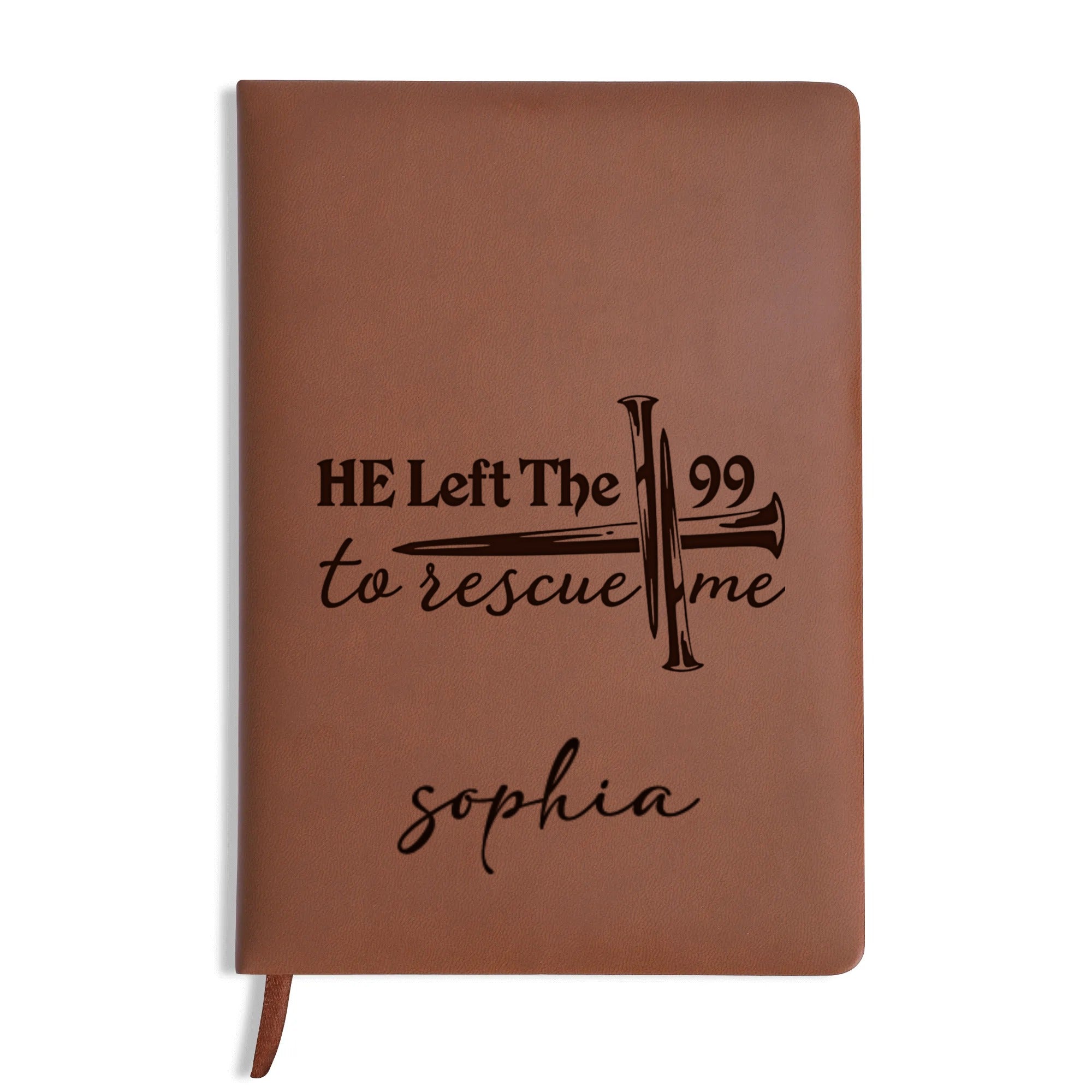 Personalized Christian Journal with "He Left The 99 to rescue me", Custom Name Prayer & Faith Notebook, Religious Gift, First Communion Gifts, Birthday. NBLAF49