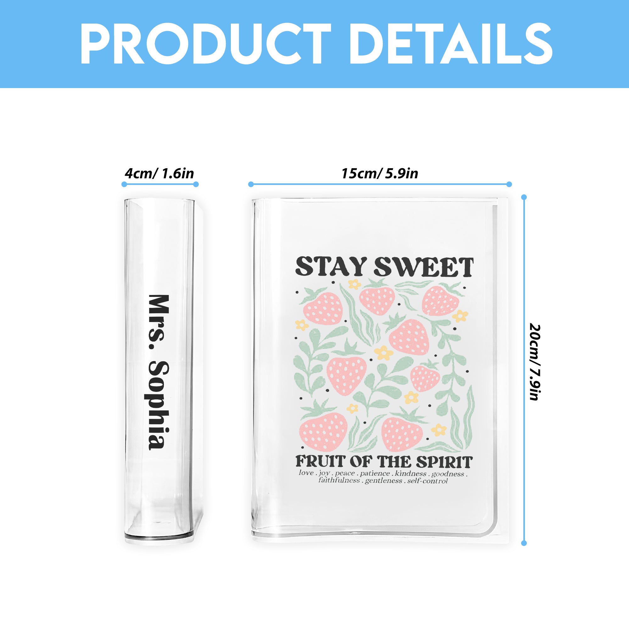 Strawberry Shirt Fruits of the Spirit Book Vase, Christian Book Vase, Vintage Floral Book Vase, Faith Book Vase, Bible Verse Book Shaped Flower Vase