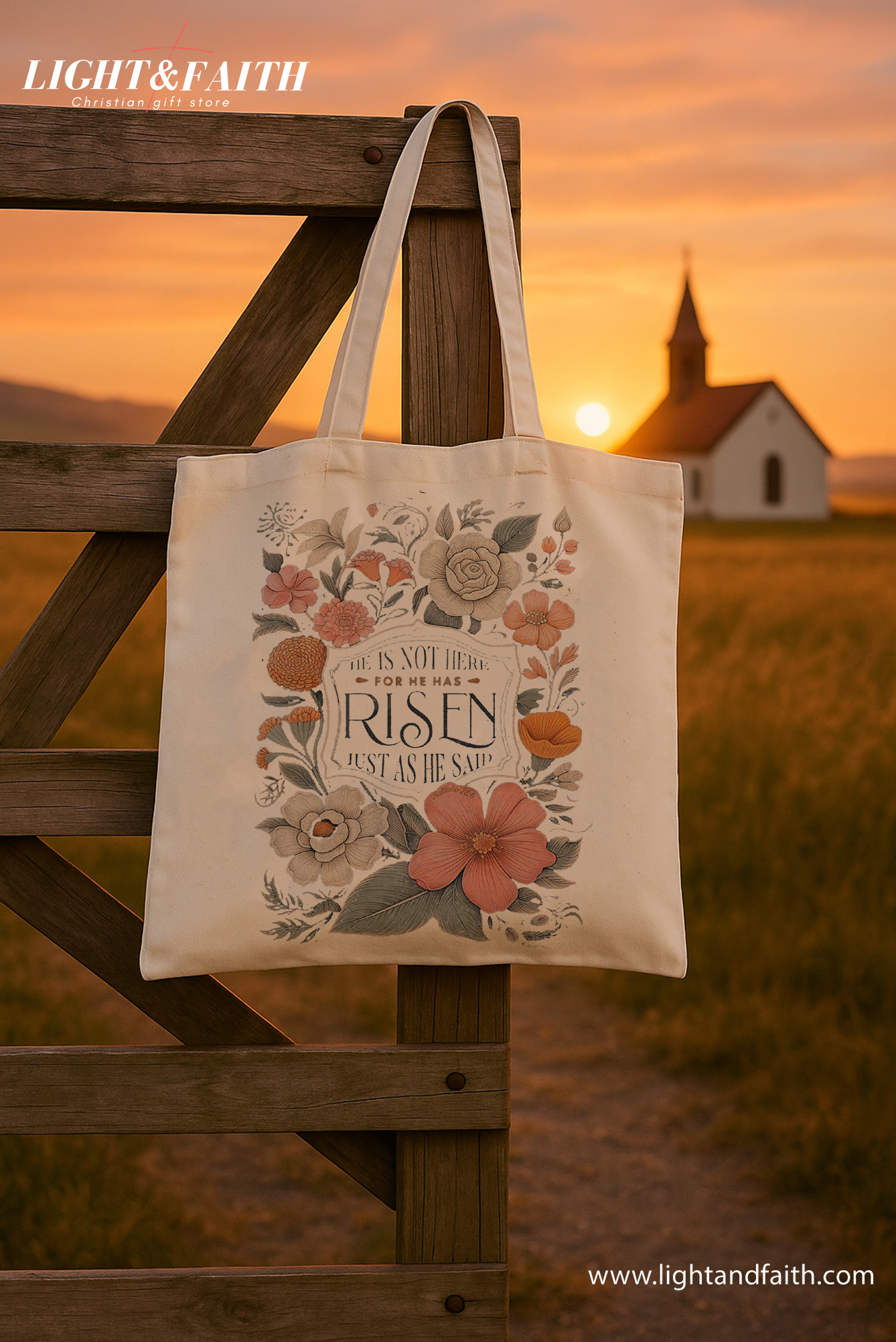 He Is Risen Tote Bag, Christian Floral Easter Tote, Resurrection Canvas Bag, Matthew 28:6 Bible Verse Tote, Faith-Based Gift for Women TBLAF54