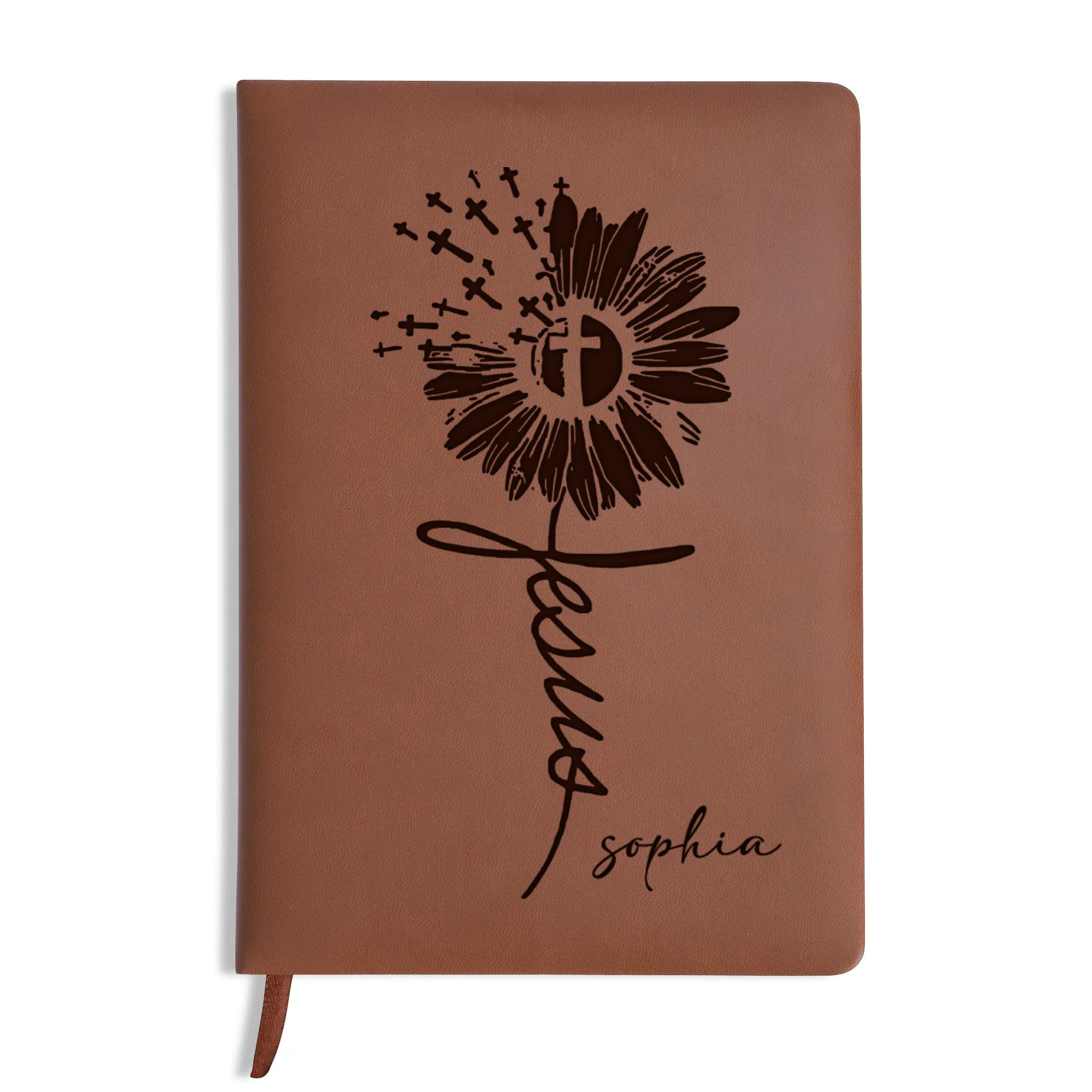 Personalized Christian Journal with Cross Flower Design, Custom Name Prayer & Faith Notebook, Religious Gift, First Communion Gifts, Birthday. NBLAF51