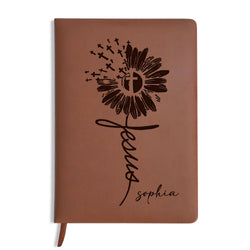 Personalized Christian Journal with Cross Flower Design, Custom Name Prayer & Faith Notebook, Religious Gift, First Communion Gifts, Birthday. NBLAF51