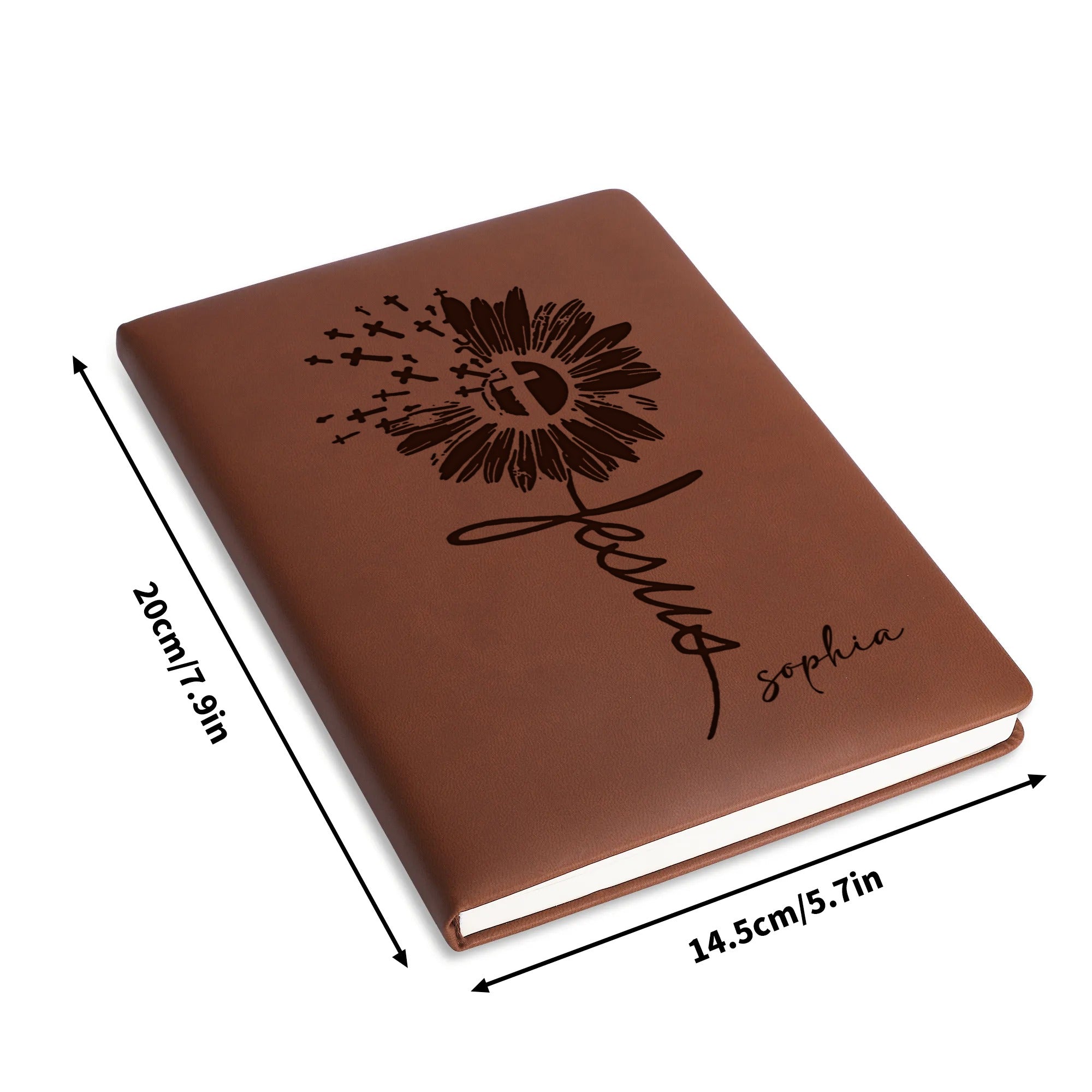 Personalized Christian Journal with Cross Flower Design, Custom Name Prayer & Faith Notebook, Religious Gift, First Communion Gifts, Birthday. NBLAF51