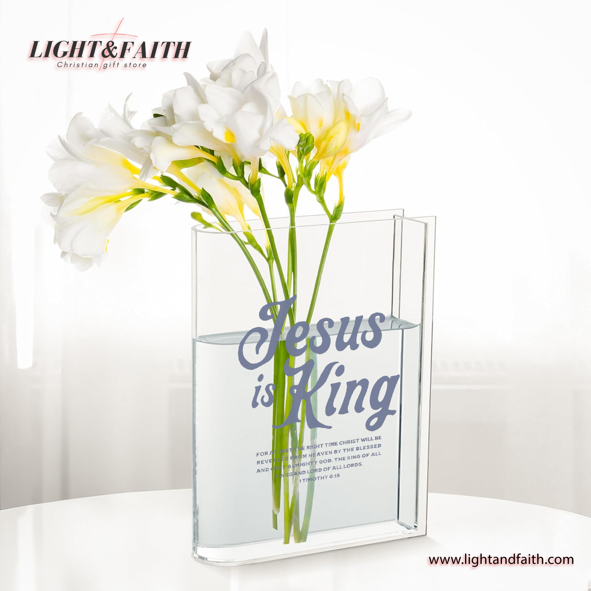 Jesus is King Book Vase, Christian Book Vase, Vintage Floral Book Vase, Faith Book Vase, Bible Verse Book Shaped Flower Vase