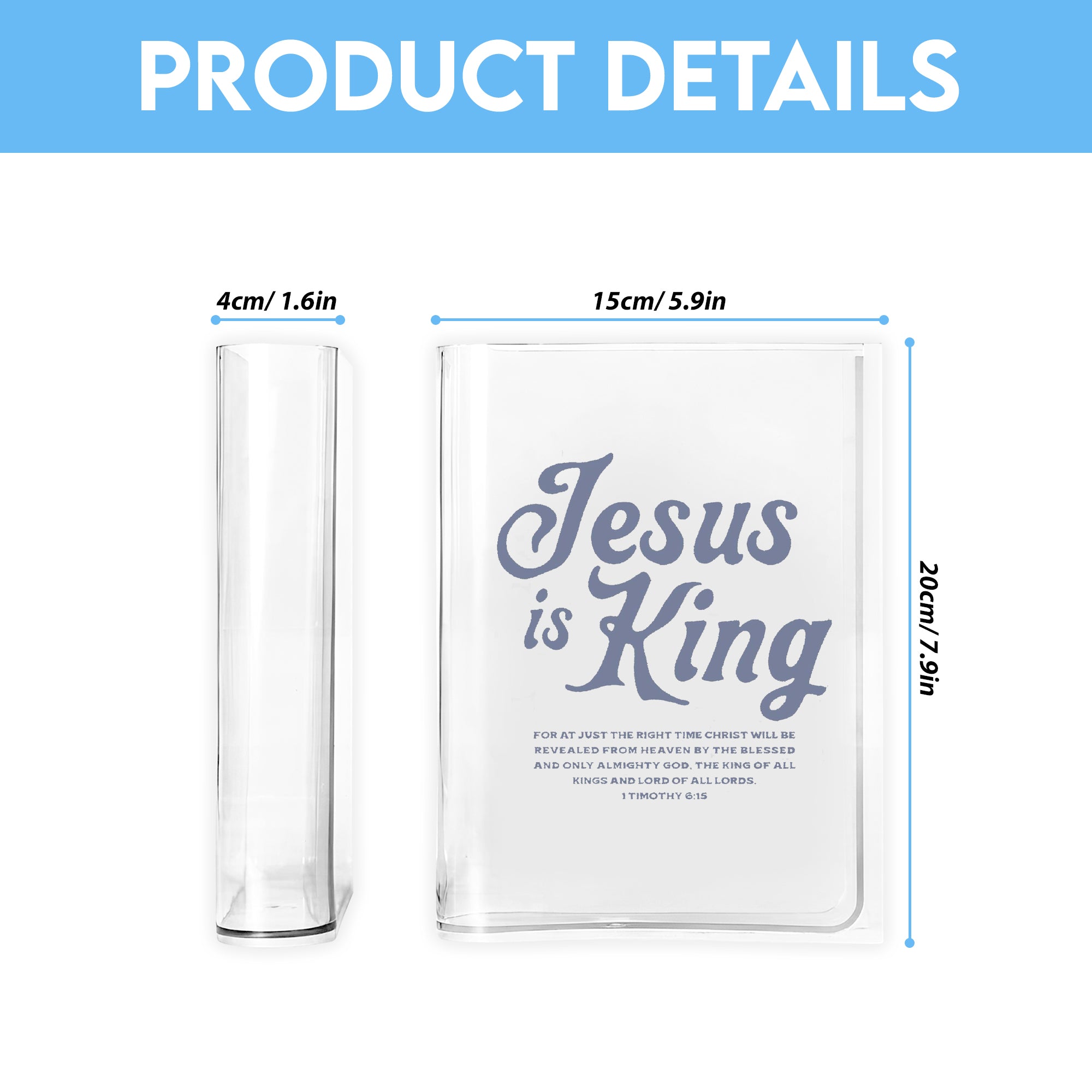 Jesus is King Book Vase, Christian Book Vase, Vintage Floral Book Vase, Faith Book Vase, Bible Verse Book Shaped Flower Vase