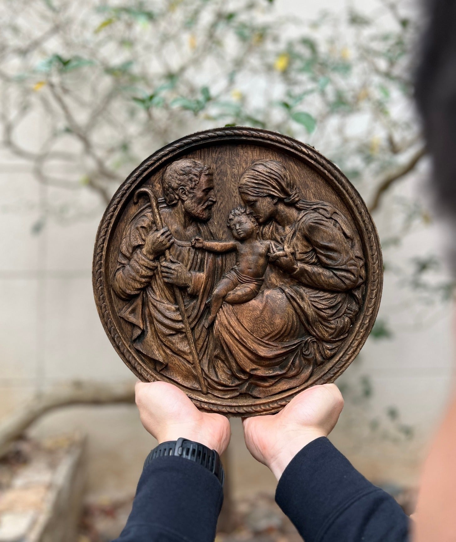 Holy Family Wooden Plaque, Nativity Scene Wall Art, Christmas Christian Decor, Mary Joseph and Baby Jesus Relief, Faith Gift