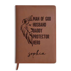 Personalized Christian Journal with "Man Of Good", Custom Name Prayer & Faith Notebook, Religious Gift, First Communion Gifts, Birthday. NBLAF52