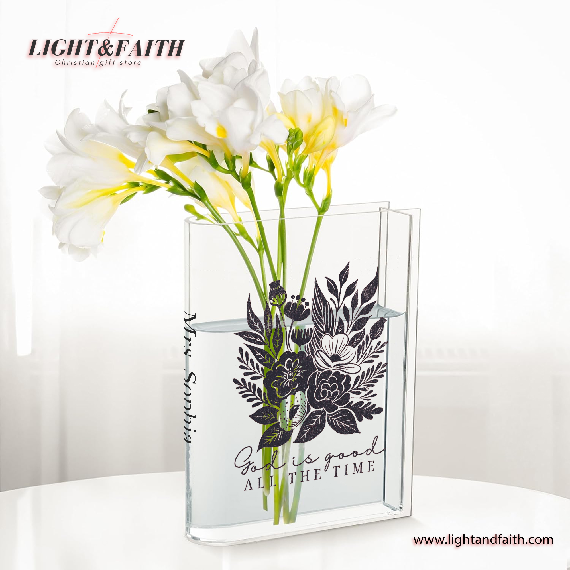 God Is Good Book Vase, Christian Book Vase, Vintage Floral Book Vase, Faith Book Vase, Bible Verse Book Shaped Flower Vase