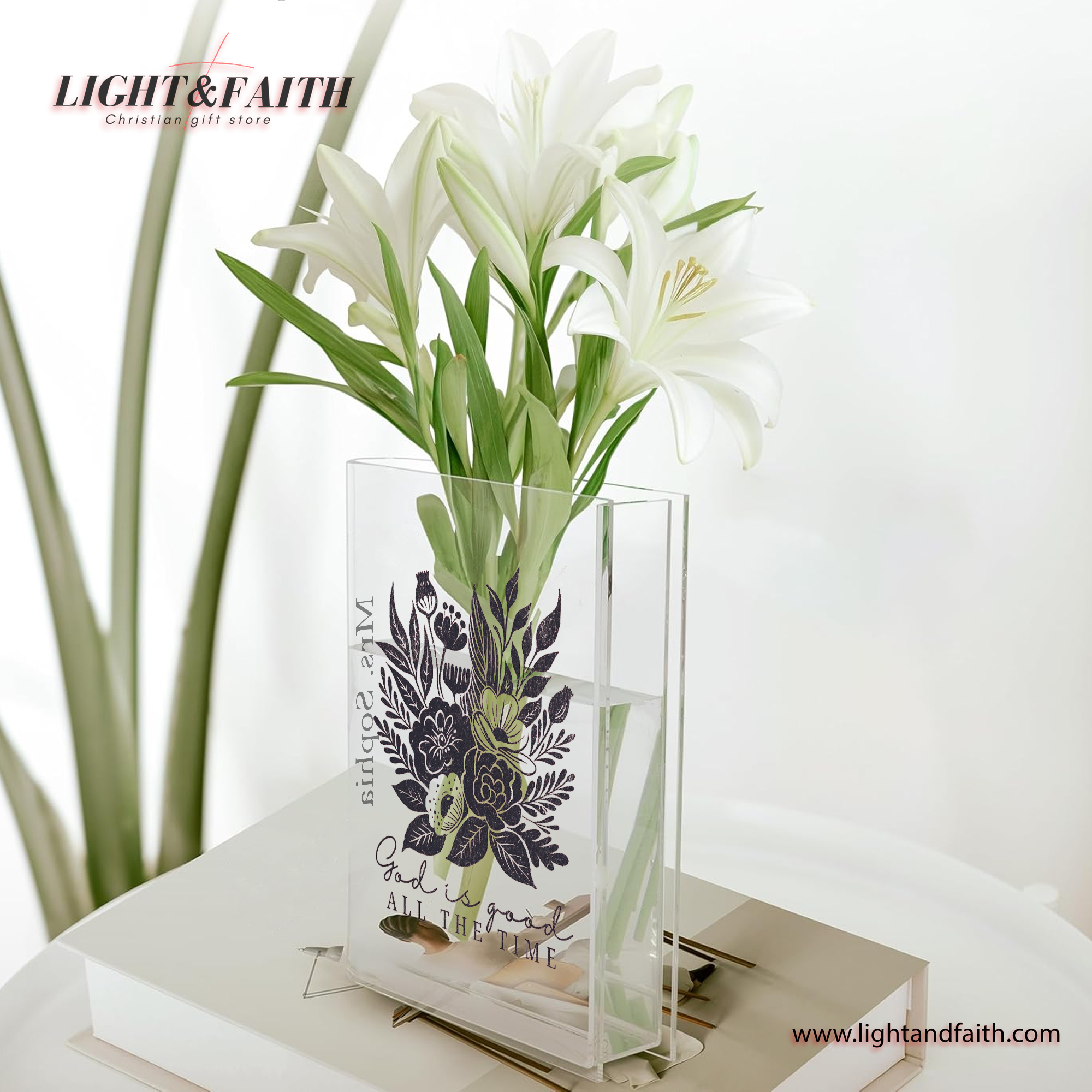 God Is Good Book Vase, Christian Book Vase, Vintage Floral Book Vase, Faith Book Vase, Bible Verse Book Shaped Flower Vase