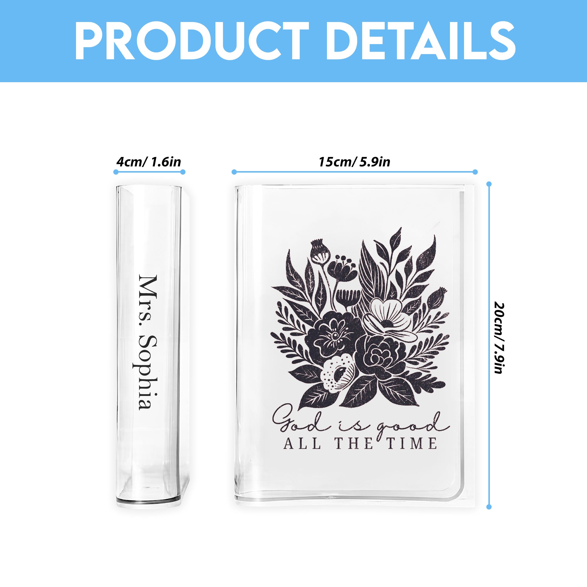 God Is Good Book Vase, Christian Book Vase, Vintage Floral Book Vase, Faith Book Vase, Bible Verse Book Shaped Flower Vase