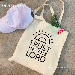 Trust in the Lord Tote Bag, Minimalist Christian Canvas Bag, Faith Bible Quote Tote, Scripture Gift for Women, Church Encouragement Bag TBLAF59