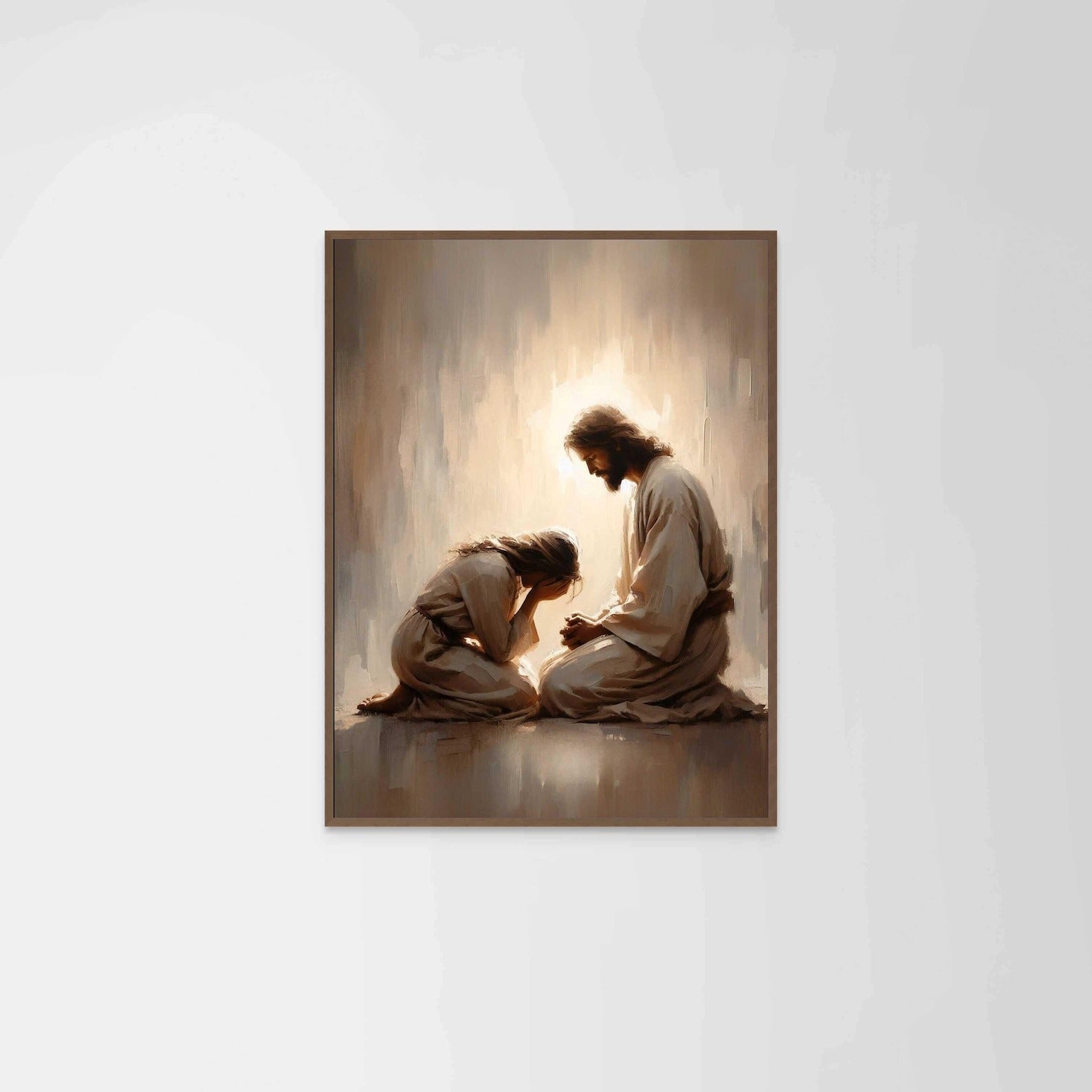 Healed Pain Poster, Jesus with Woman Poster, Christian Wall Art, Jesus and Girl Art, Bible Art Poster