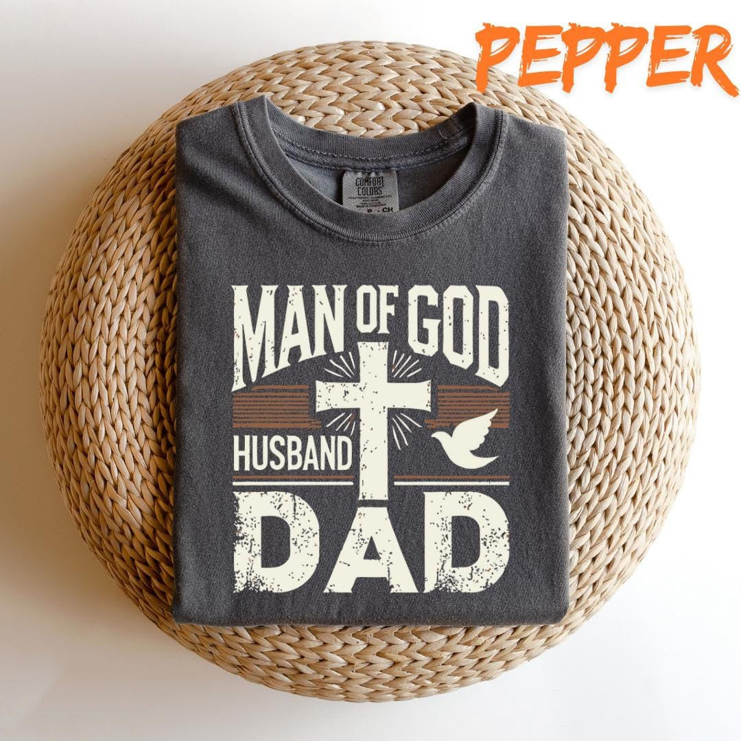 Man Of God Husband And Dad Comfort Shirt, Christian Dad Shirt, Religious Dad Shirt, Christian Apparel, Father's Day Shirt Christian Man Gif