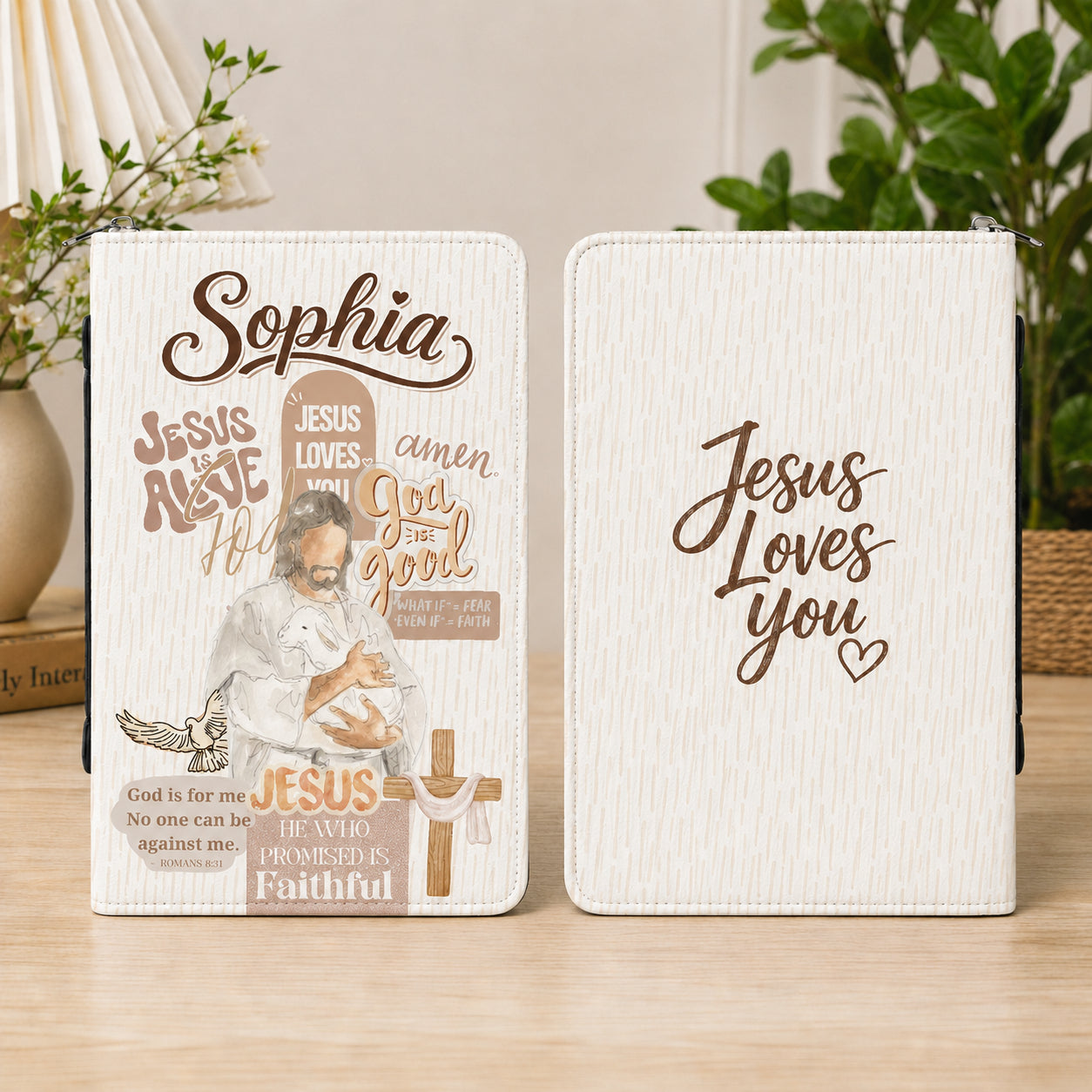 Christian Typography Bible Case, Jesus Leather Book Cover, Personalized Jesus Bible Cover, Christian Gift, Bible Covers Jesus Gifts BIBLE05