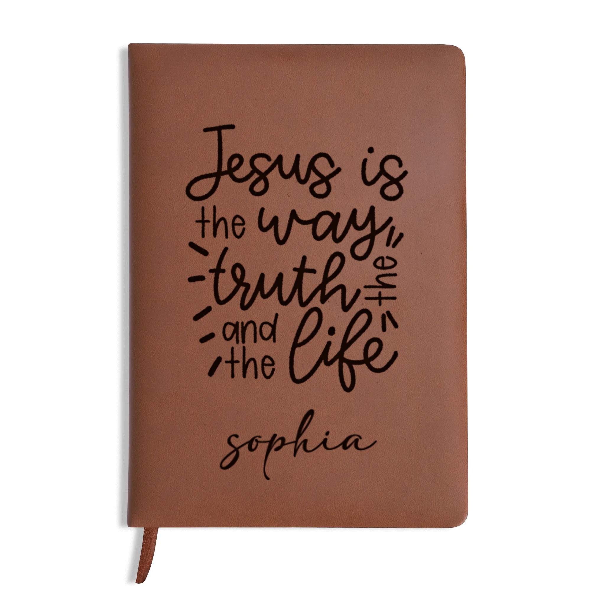 Personalized Christian Journal with Inspirational Quote “Jesus is the Way” – Custom Name Prayer Notebook, Religious Gift, First Communion Gifts, Pastor Gifts, Retirement, Birthday. NBLAF06