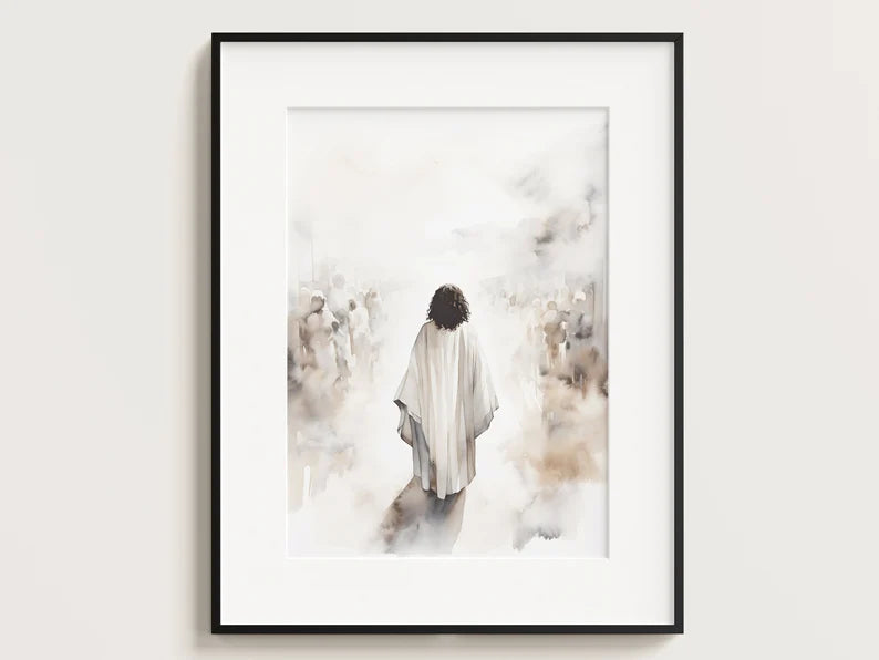 Set of 3 Jesus Art Prints, Jesus Walking on Water, Cross Crucifixion, Jesus print, Jesus Boho Art PTLAF017
