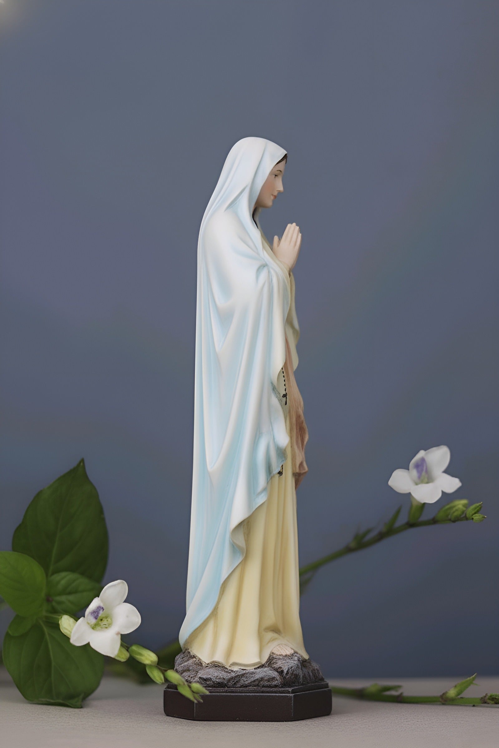 Virgin Mary Pastel Statue, Hand Painted Catholic Figurine, Our Lady of Lourdes Statue, Religious Home Altar Decor, Christian Gift